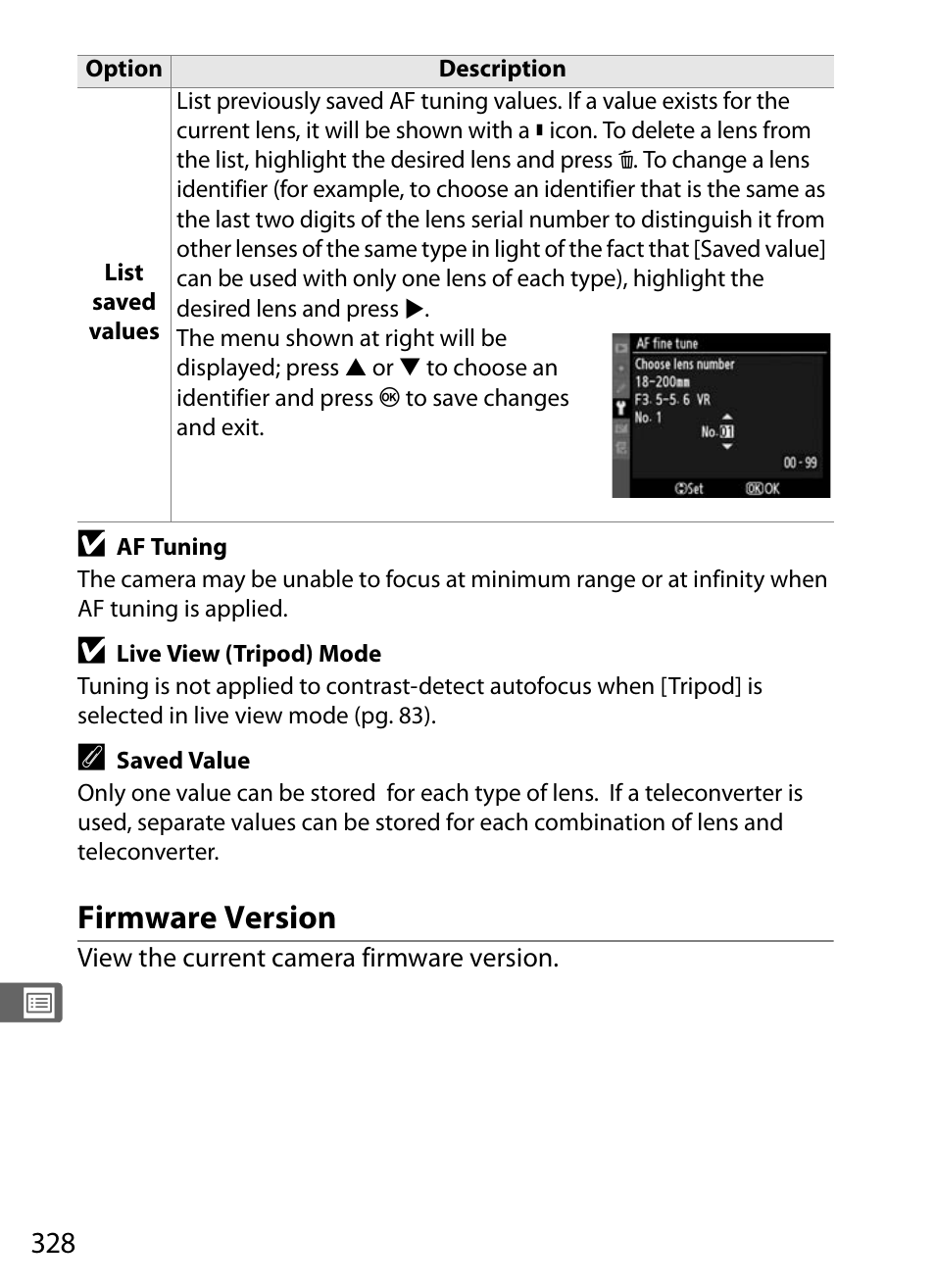 Firmware version | Nikon D300 User Manual | Page 354 / 452