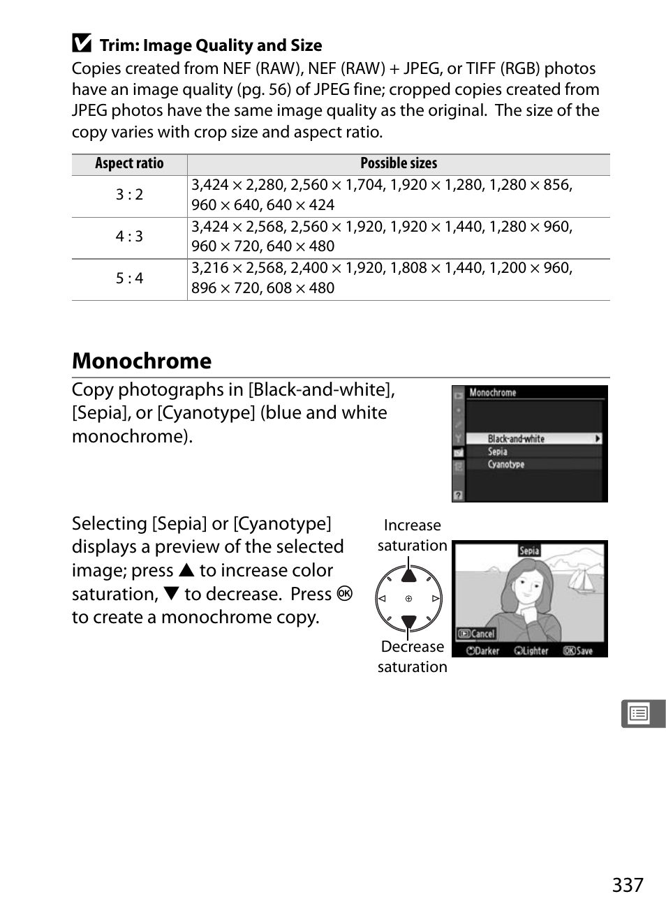 Monochrome | Nikon D300 User Manual | Page 363 / 452