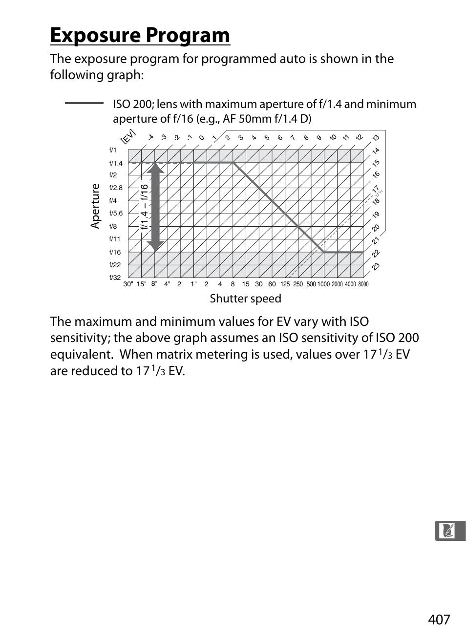 Exposure program, Ev are reduced to 17 | Nikon D300 User Manual | Page 433 / 452