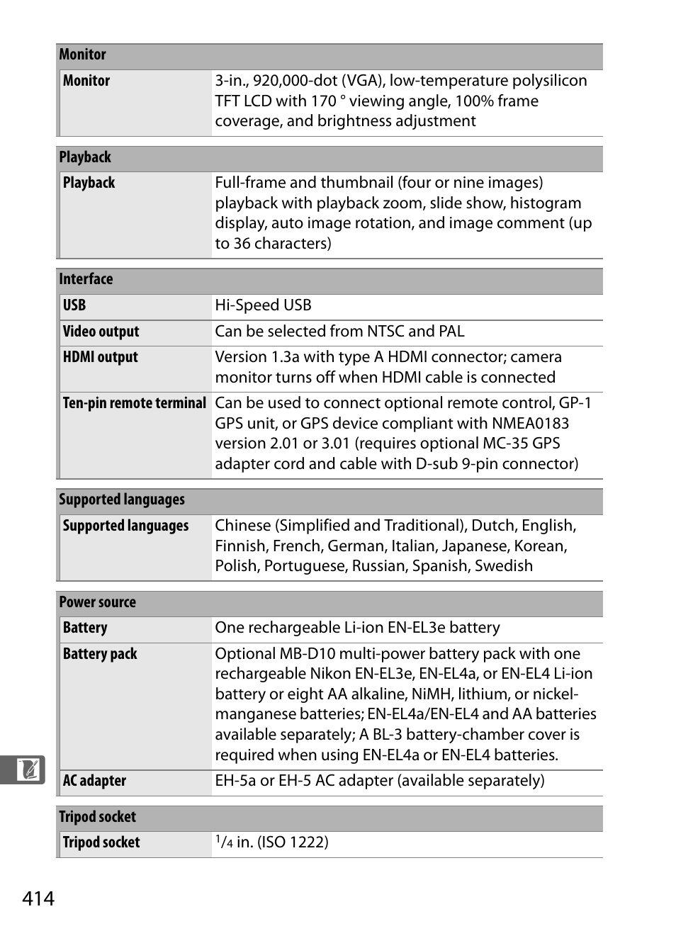 Nikon D300 User Manual | Page 440 / 452