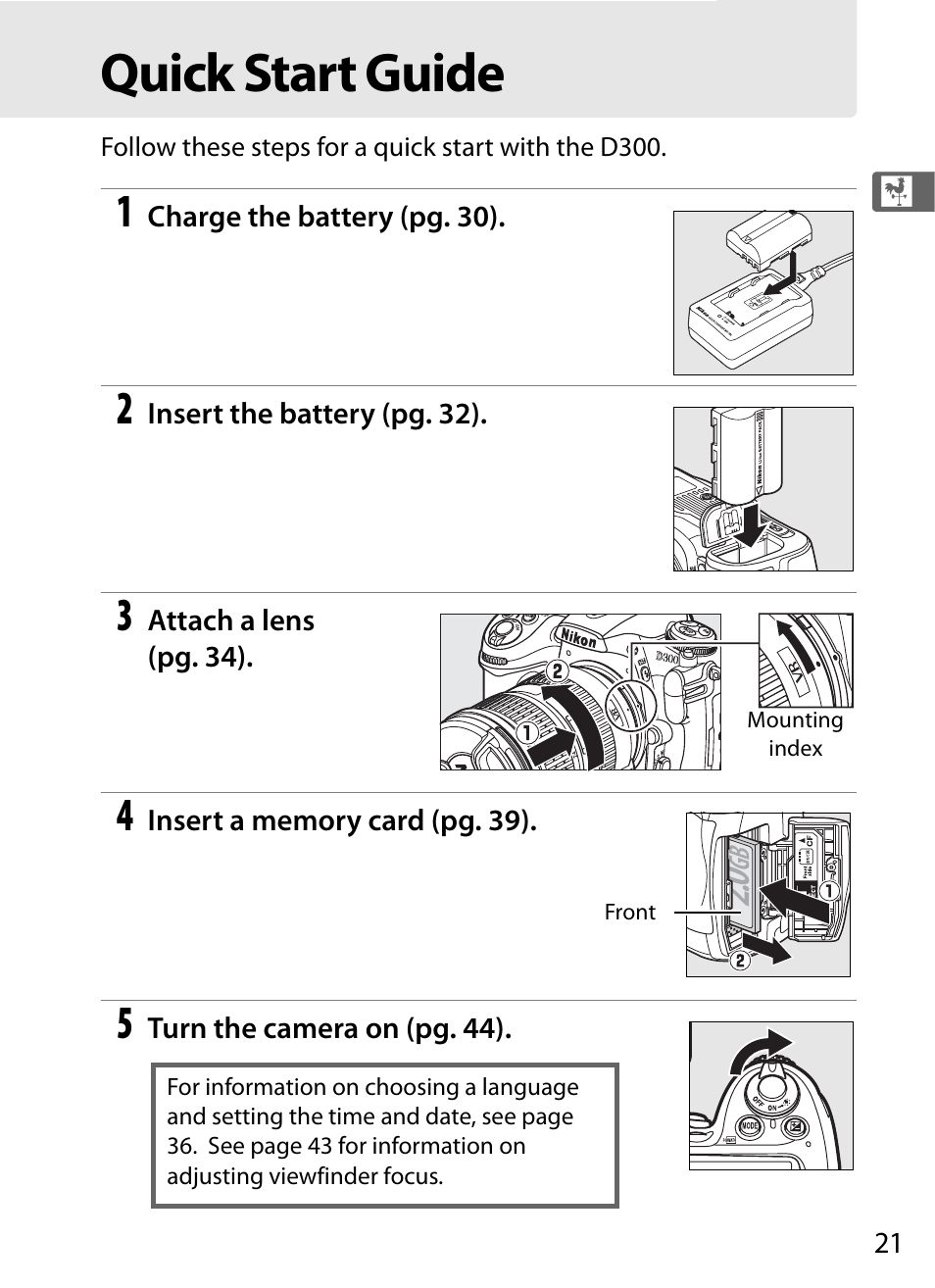 Quick start guide | Nikon D300 User Manual | Page 47 / 452