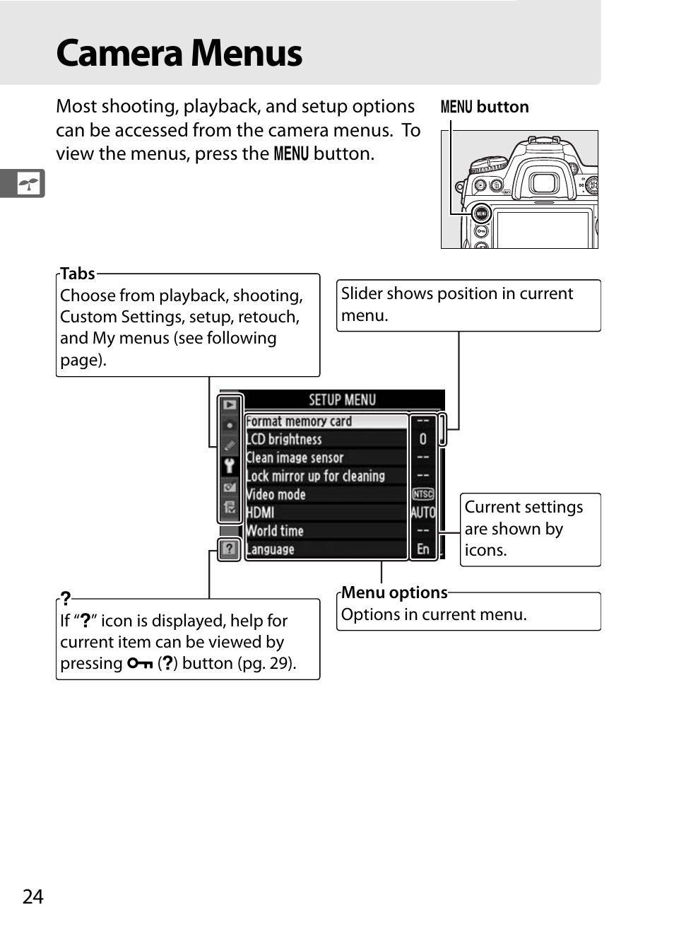 Camera menus | Nikon D300 User Manual | Page 50 / 452