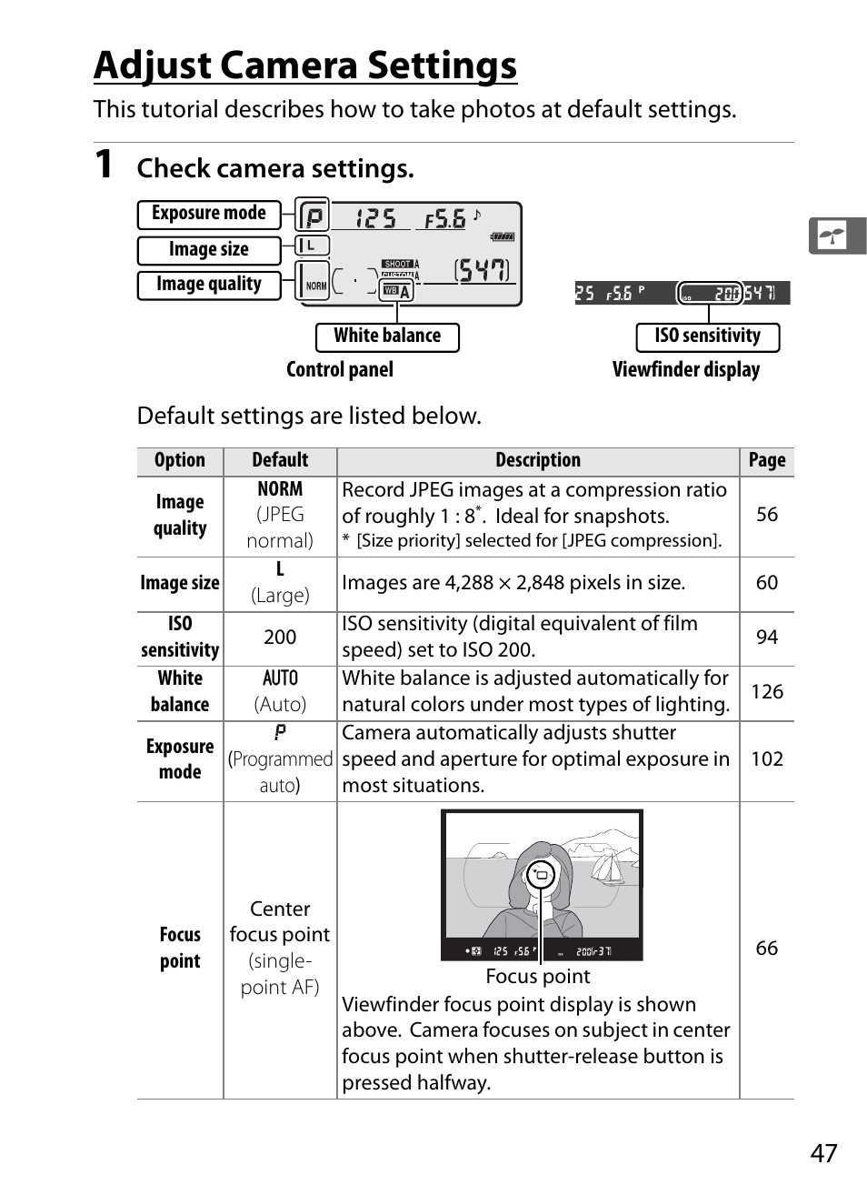 Adjust camera settings, Check camera settings | Nikon D300 User Manual | Page 73 / 452