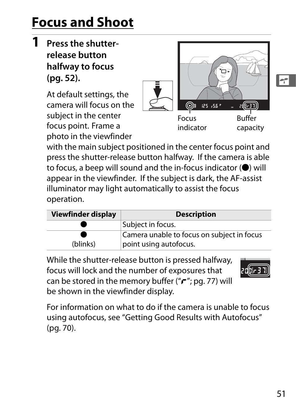 Focus and shoot | Nikon D300 User Manual | Page 77 / 452