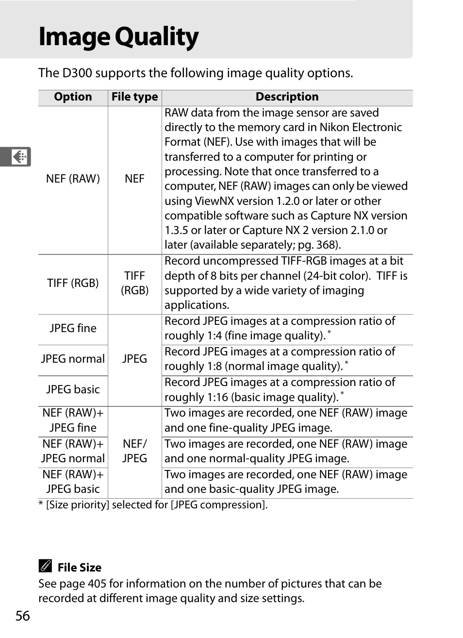 Image quality | Nikon D300 User Manual | Page 82 / 452