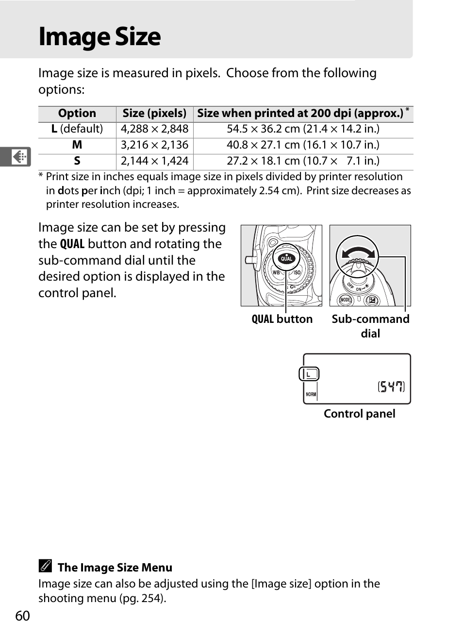 Image size | Nikon D300 User Manual | Page 86 / 452