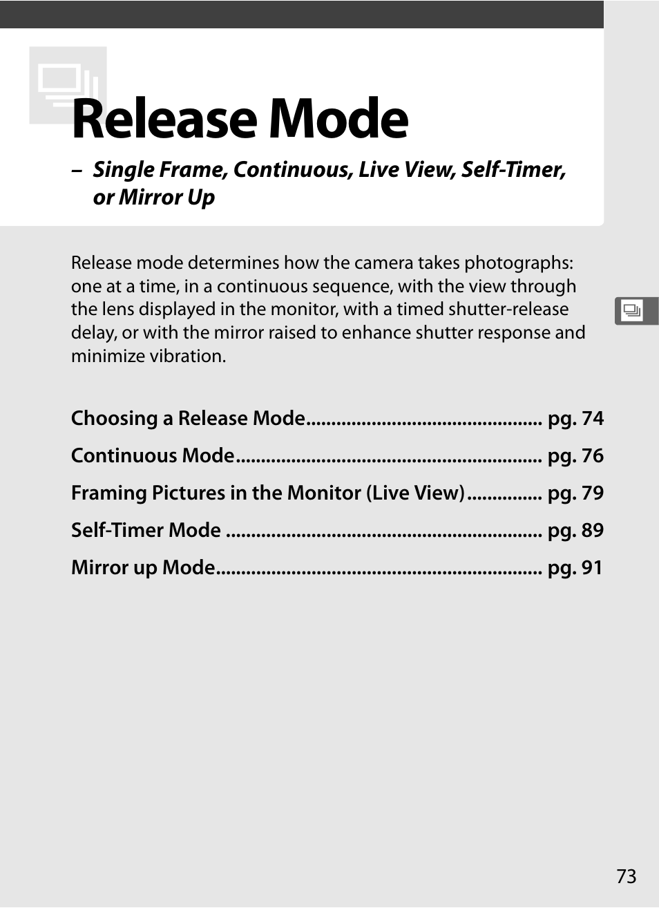 Release mode | Nikon D300 User Manual | Page 99 / 452