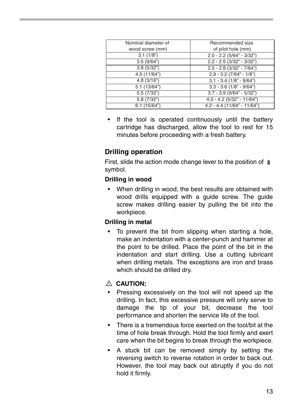 Drilling operation | Northern Industrial Tools 6237D User Manual | Page 13 / 20