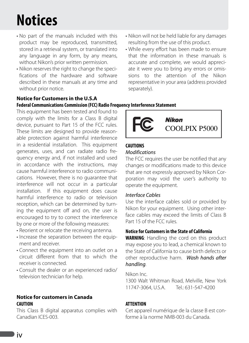 Notices, Coolpix p5000 | Nikon P5000 User Manual | Page 6 / 127