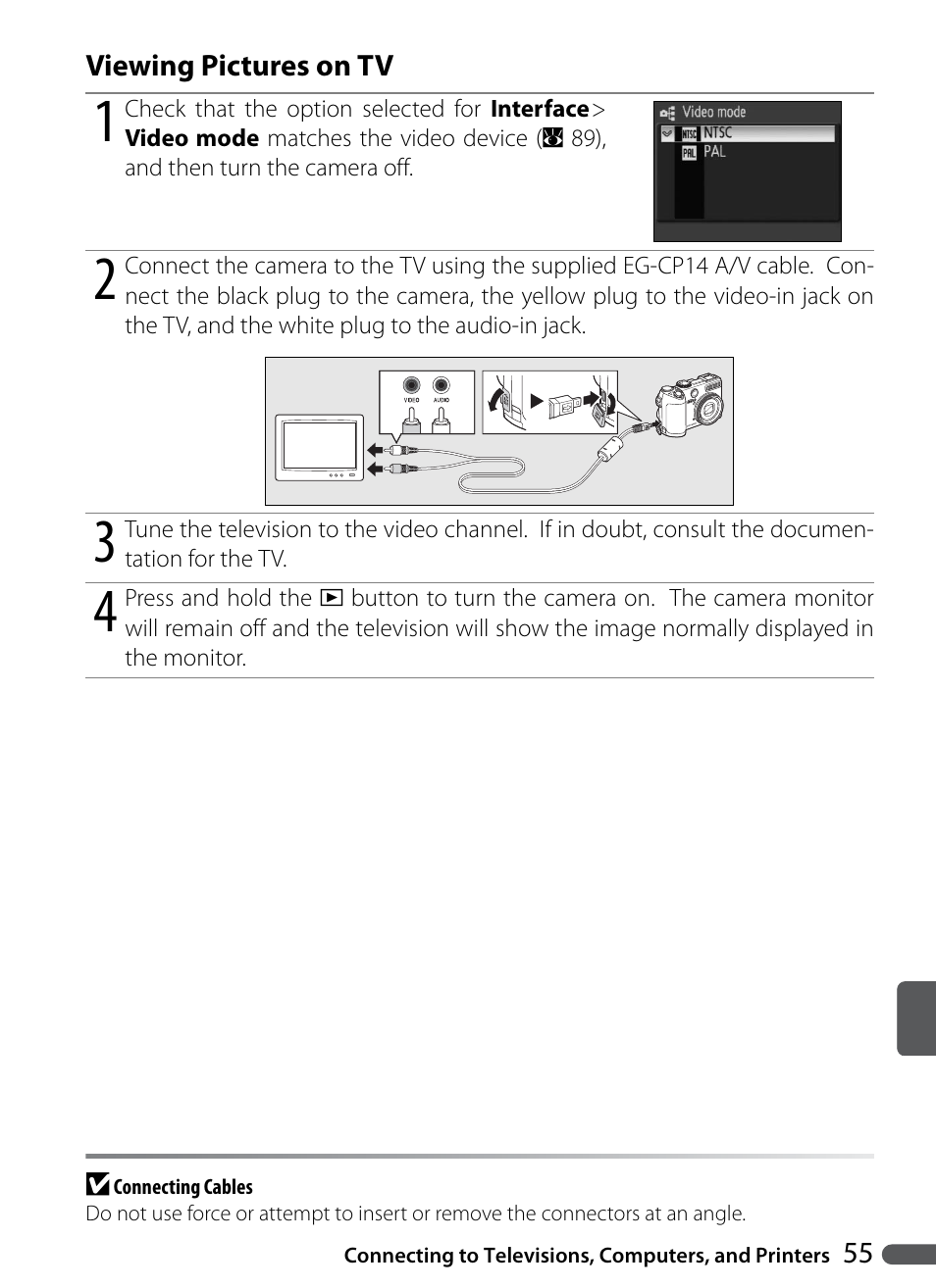Viewing pictures on tv | Nikon P5000 User Manual | Page 67 / 127