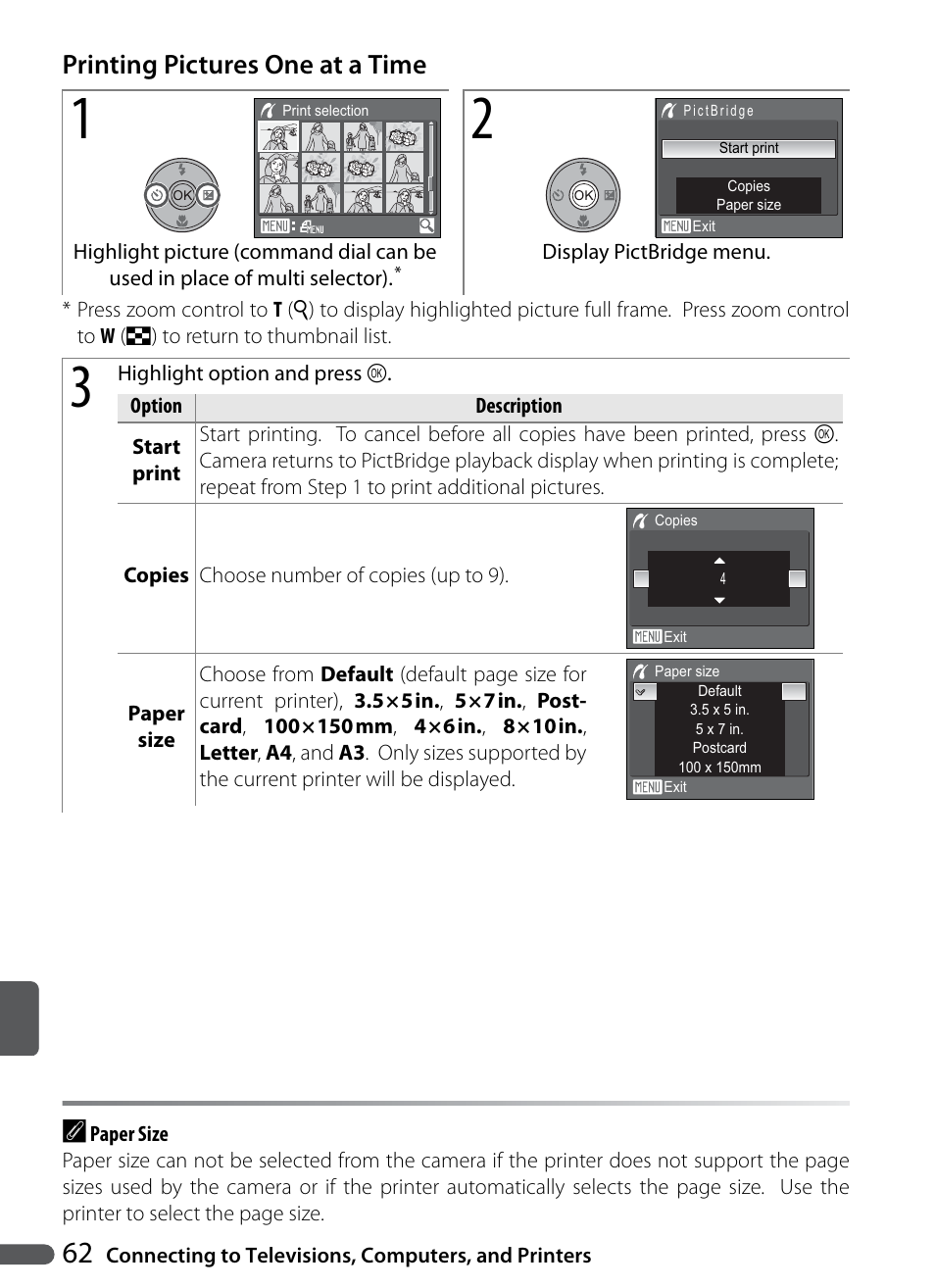 Printing pictures one at a time | Nikon P5000 User Manual | Page 74 / 127