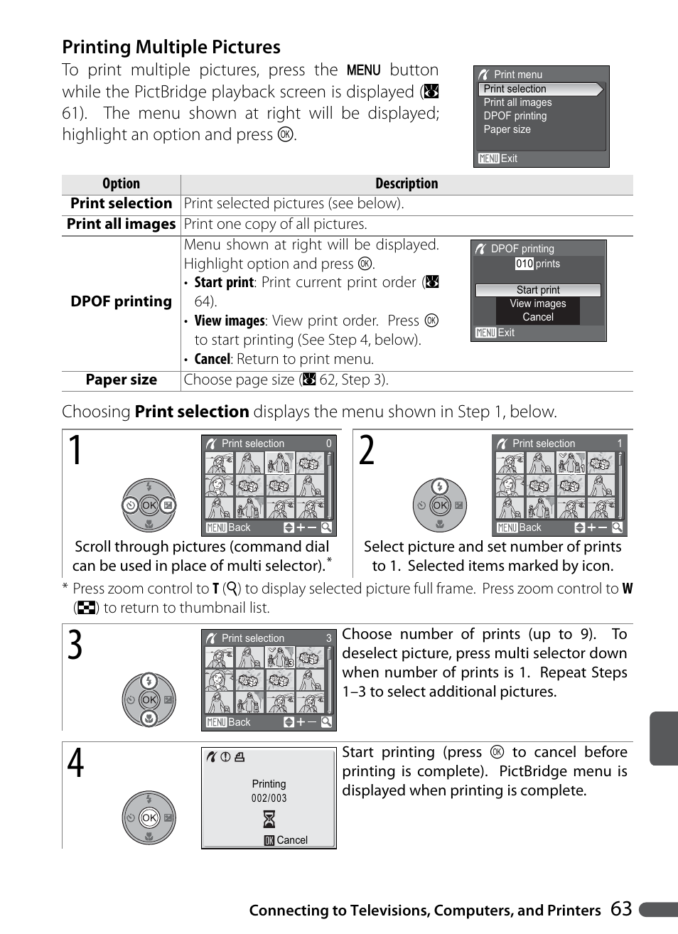 Printing multiple pictures | Nikon P5000 User Manual | Page 75 / 127