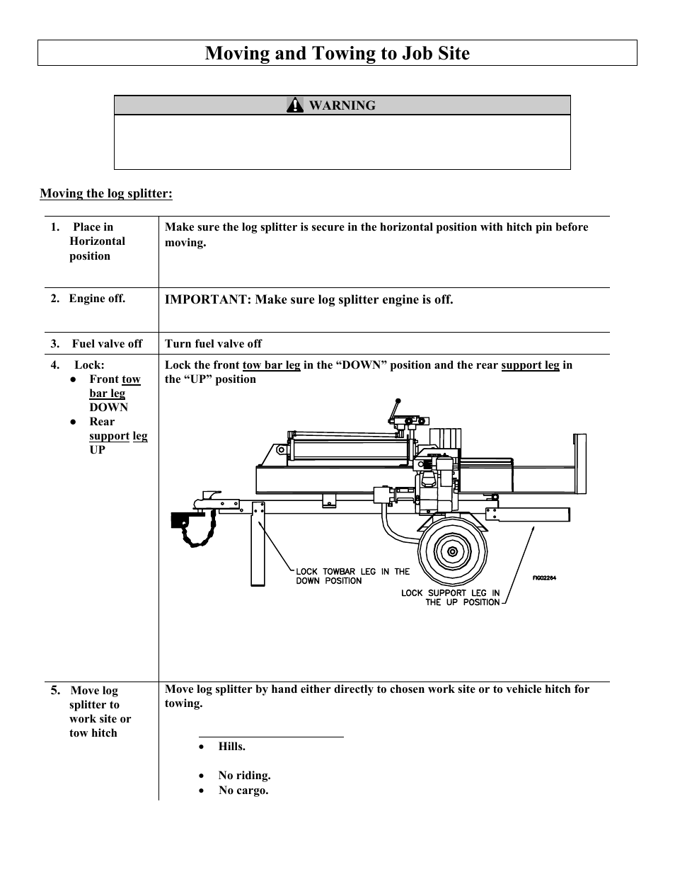 Moving and towing to job site | Northern Industrial Tools M1107C User Manual | Page 10 / 36