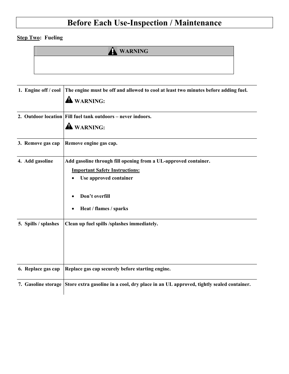 Before each use-inspection / maintenance | Northern Industrial Tools M1107C User Manual | Page 15 / 36
