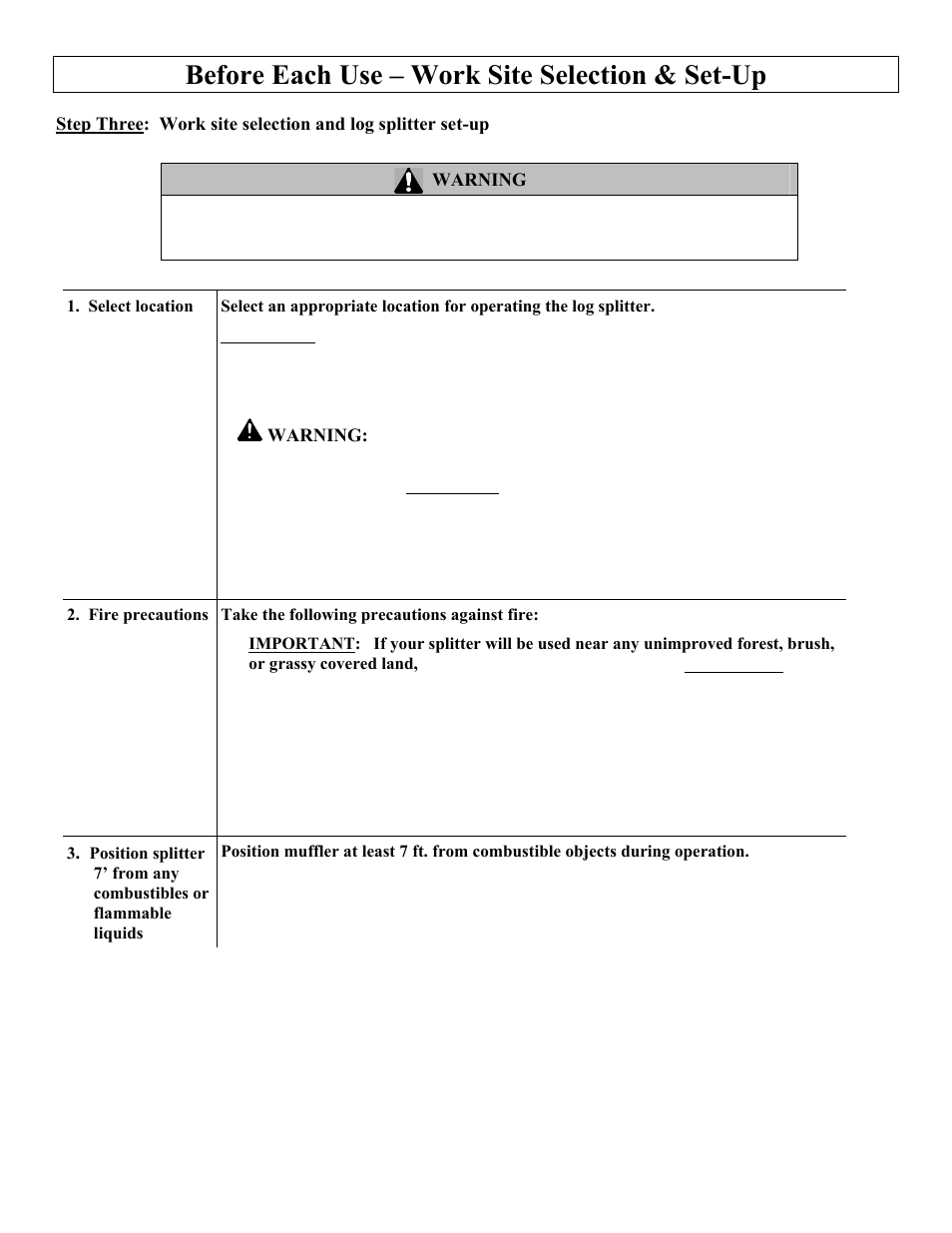 Before each use – work site selection & set-up | Northern Industrial Tools M1107C User Manual | Page 16 / 36