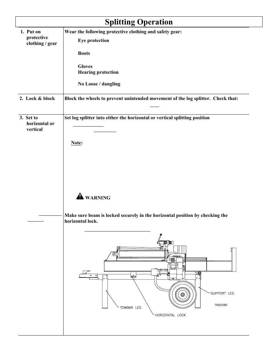 Splitting operation | Northern Industrial Tools M1107C User Manual | Page 19 / 36