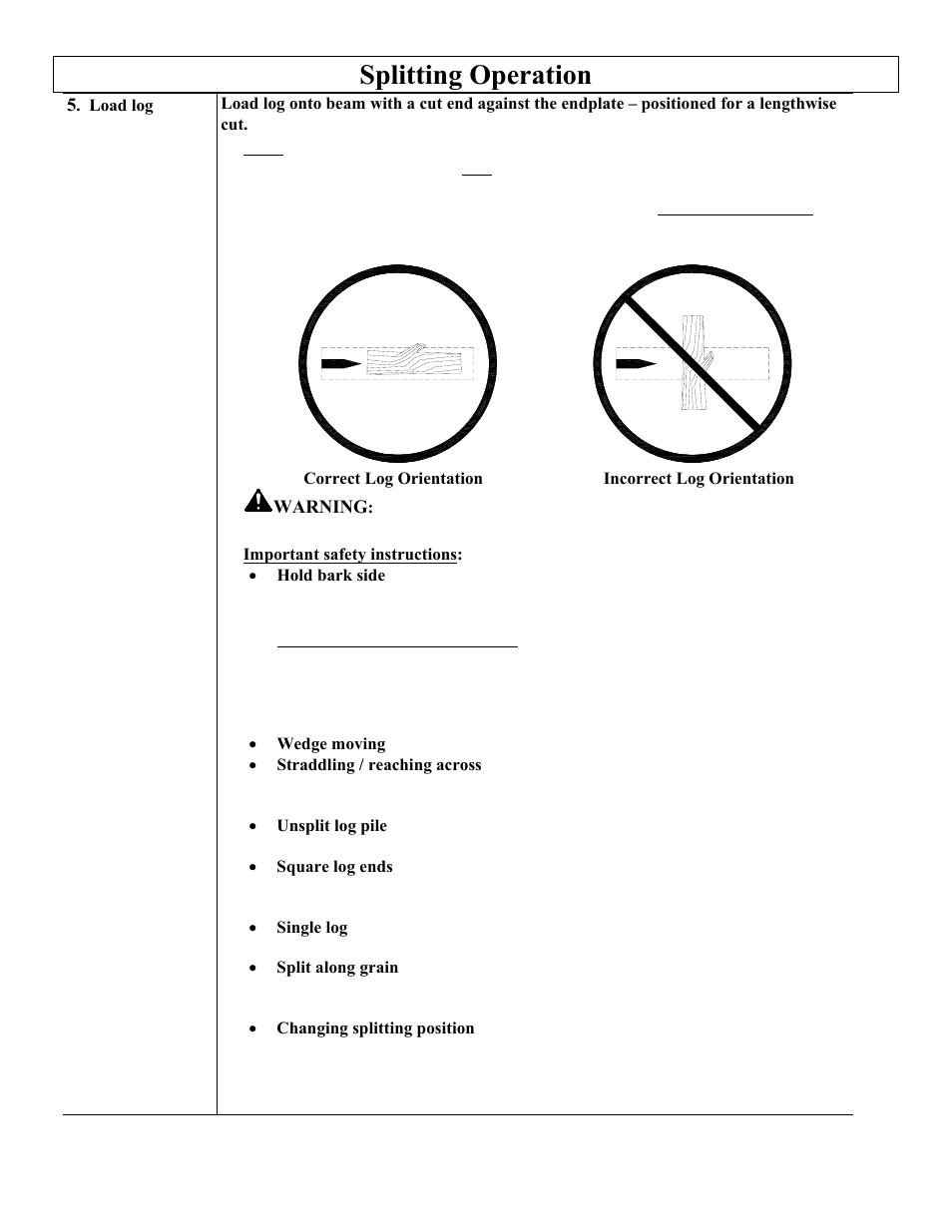 Splitting operation | Northern Industrial Tools M1107C User Manual | Page 21 / 36