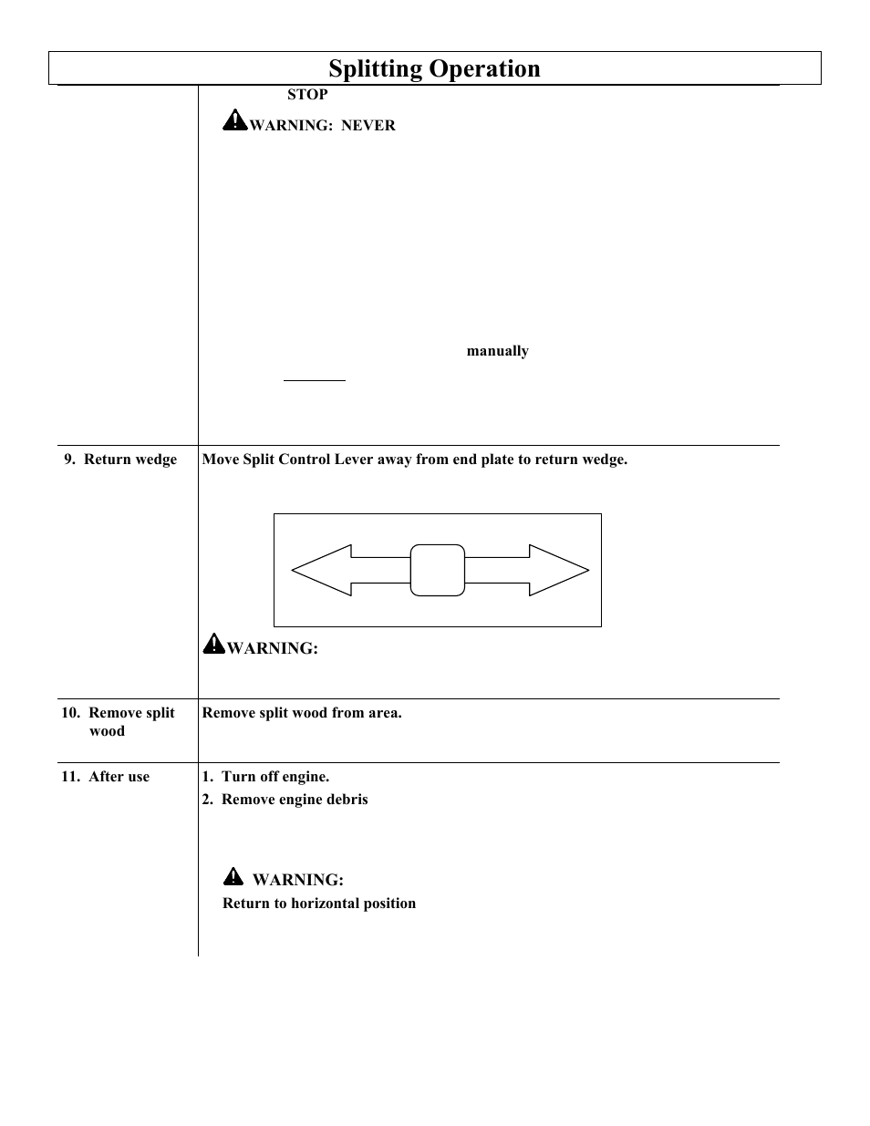 Splitting operation | Northern Industrial Tools M1107C User Manual | Page 23 / 36