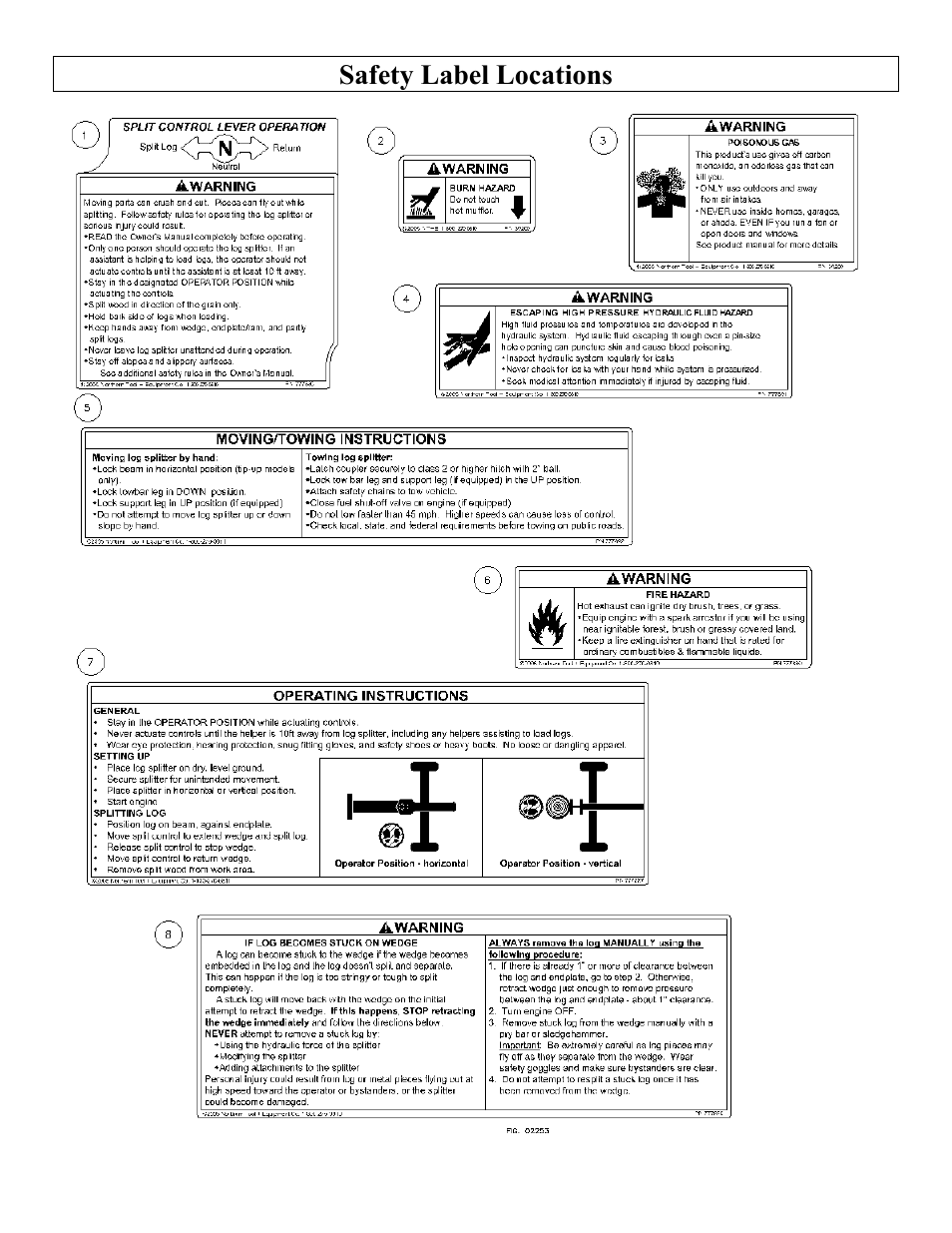 Safety label locations | Northern Industrial Tools M1107C User Manual | Page 6 / 36