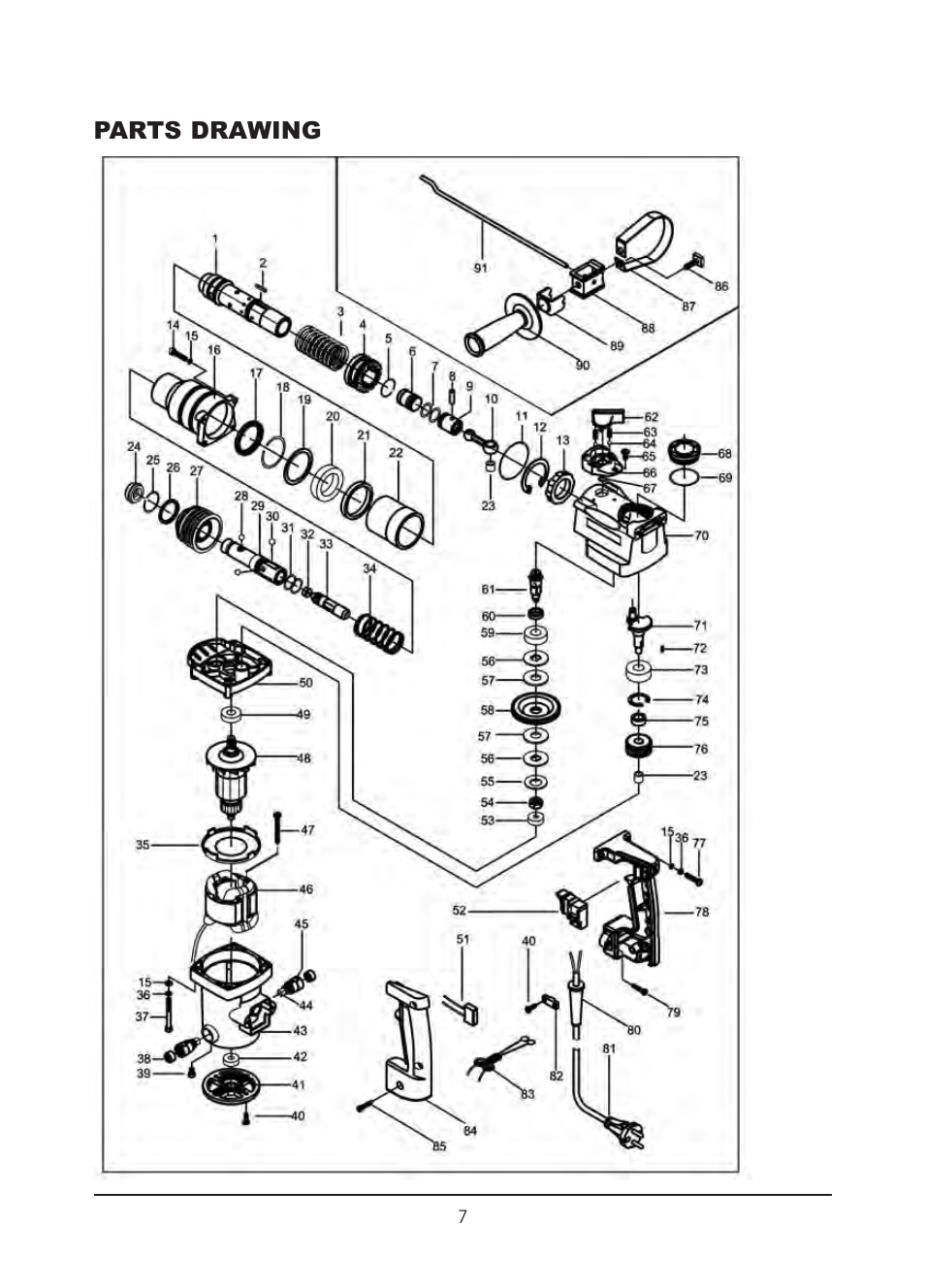 Parts drawing | Northern Industrial Tools 143384 User Manual | Page 8 / 10