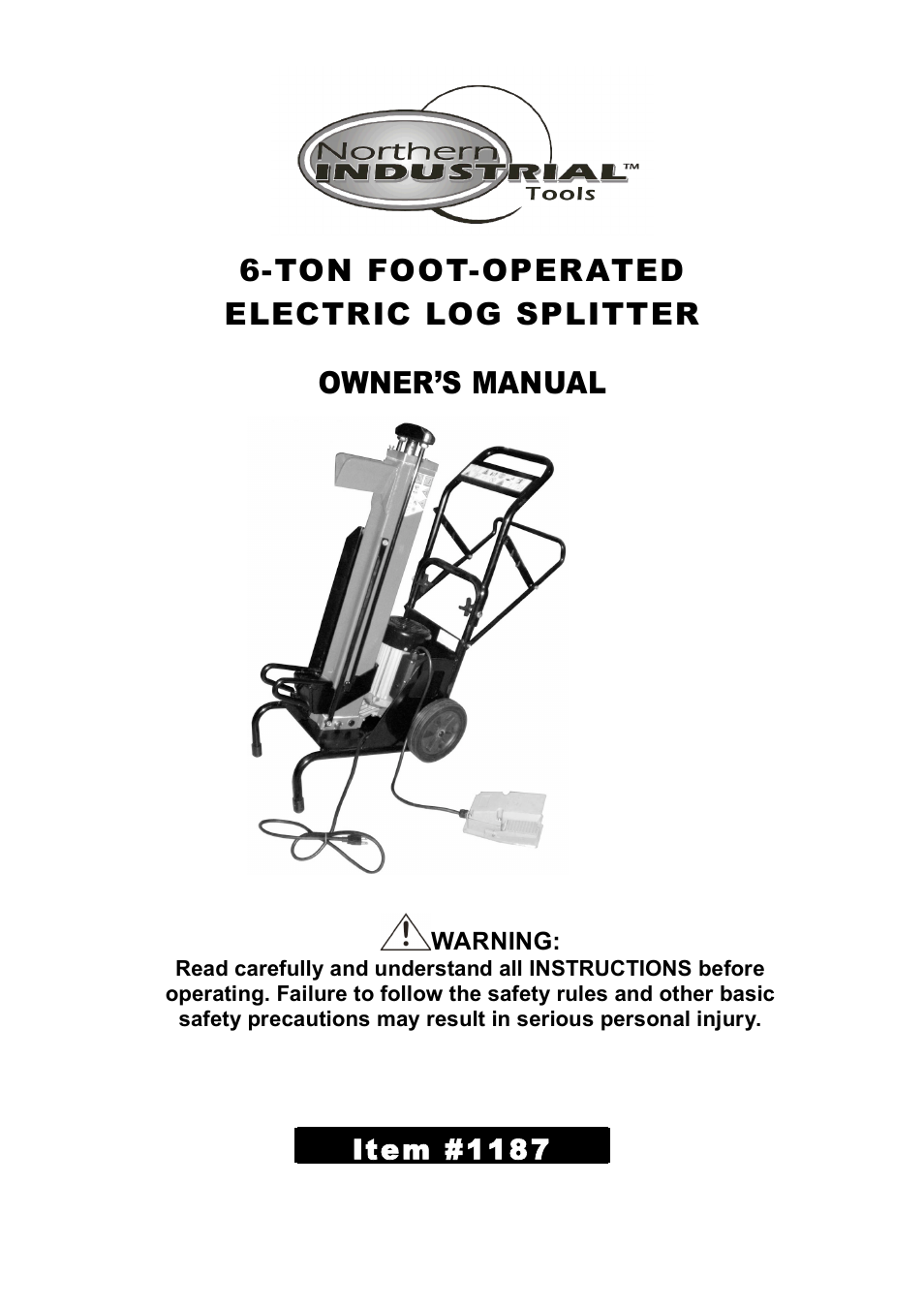 Northern Industrial Tools 1187 User Manual | 18 pages