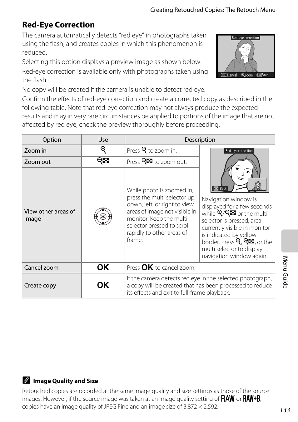 Red-eye correction, Red-eye correction (a 133), A 133 | Nikon D60 User Manual | Page 145 / 204