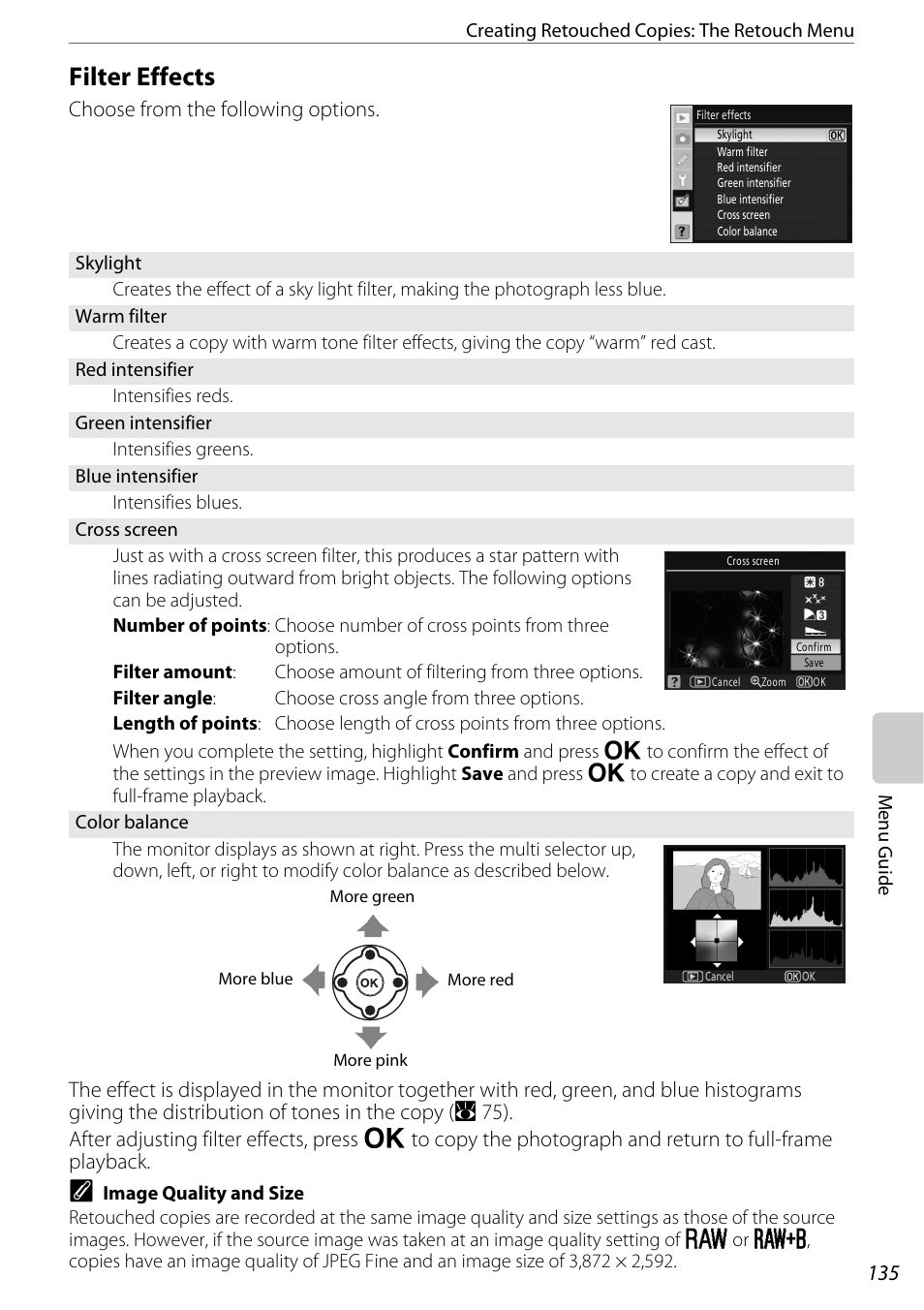 Filter effects, Filter effects (a 135), A 135 | Nikon D60 User Manual | Page 147 / 204