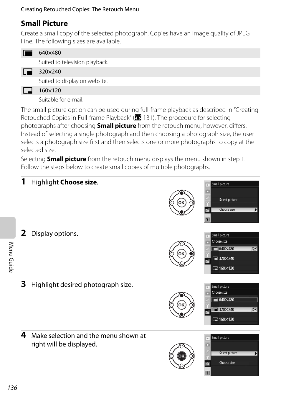 Small picture, A 136) in, Small picture (a 136) | A 136 | Nikon D60 User Manual | Page 148 / 204
