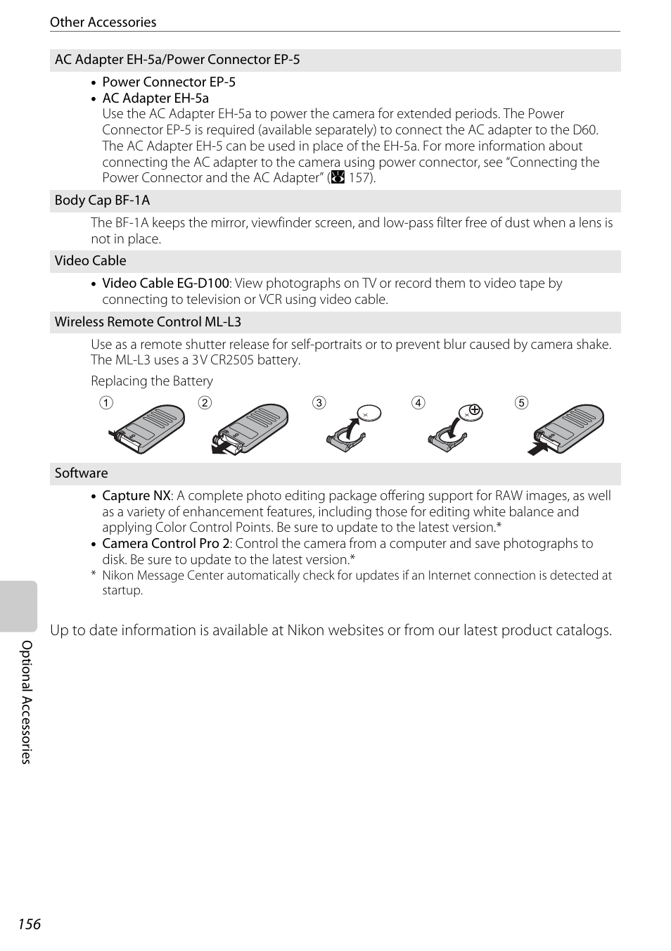 5 (a 156), A 156). n, A 156) or | A 156, Ector ep-5 (a 156), A 156). im, A 156) | Nikon D60 User Manual | Page 168 / 204