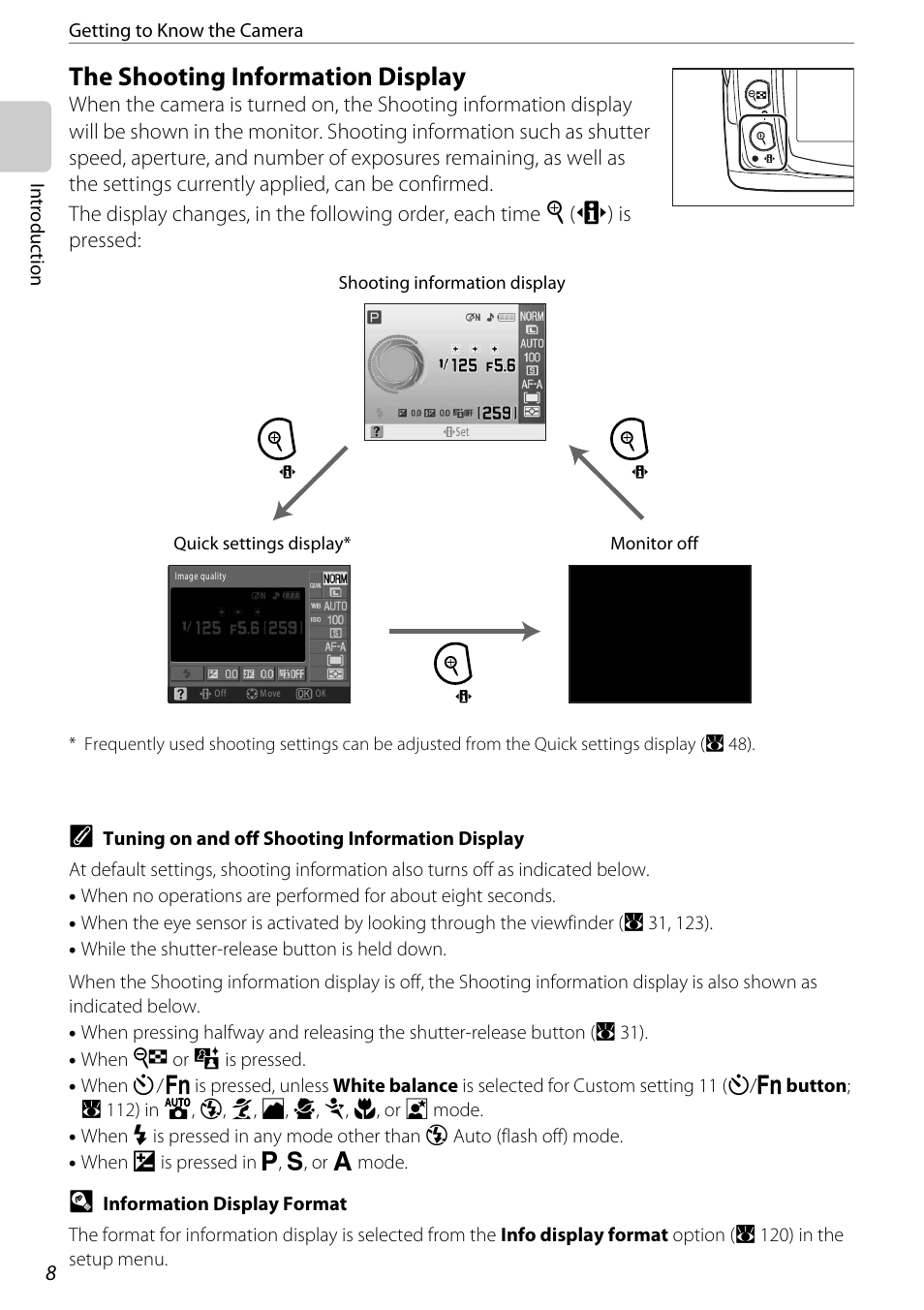 The shooting information display | Nikon D60 User Manual | Page 20 / 204