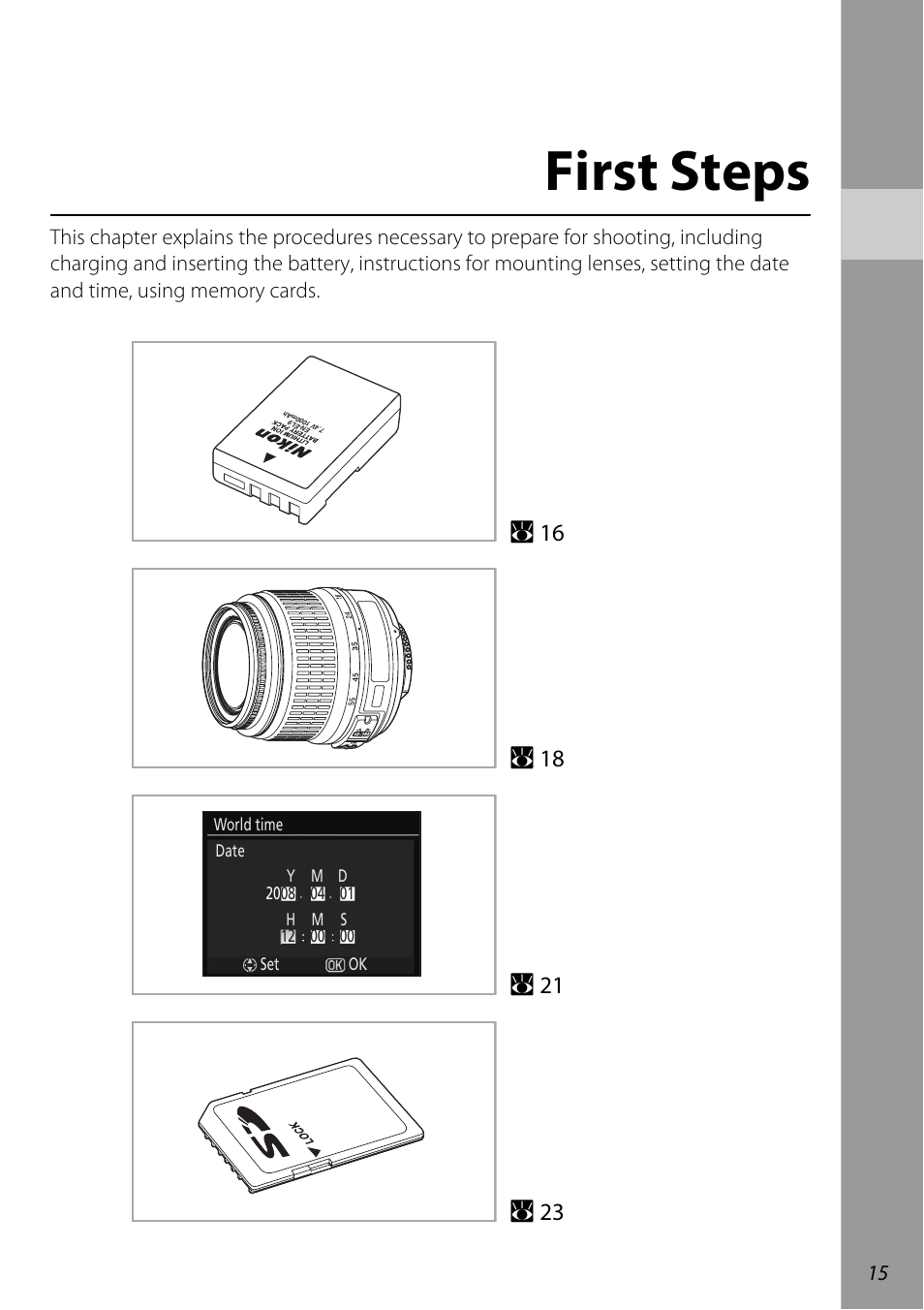 First steps | Nikon D60 User Manual | Page 27 / 204