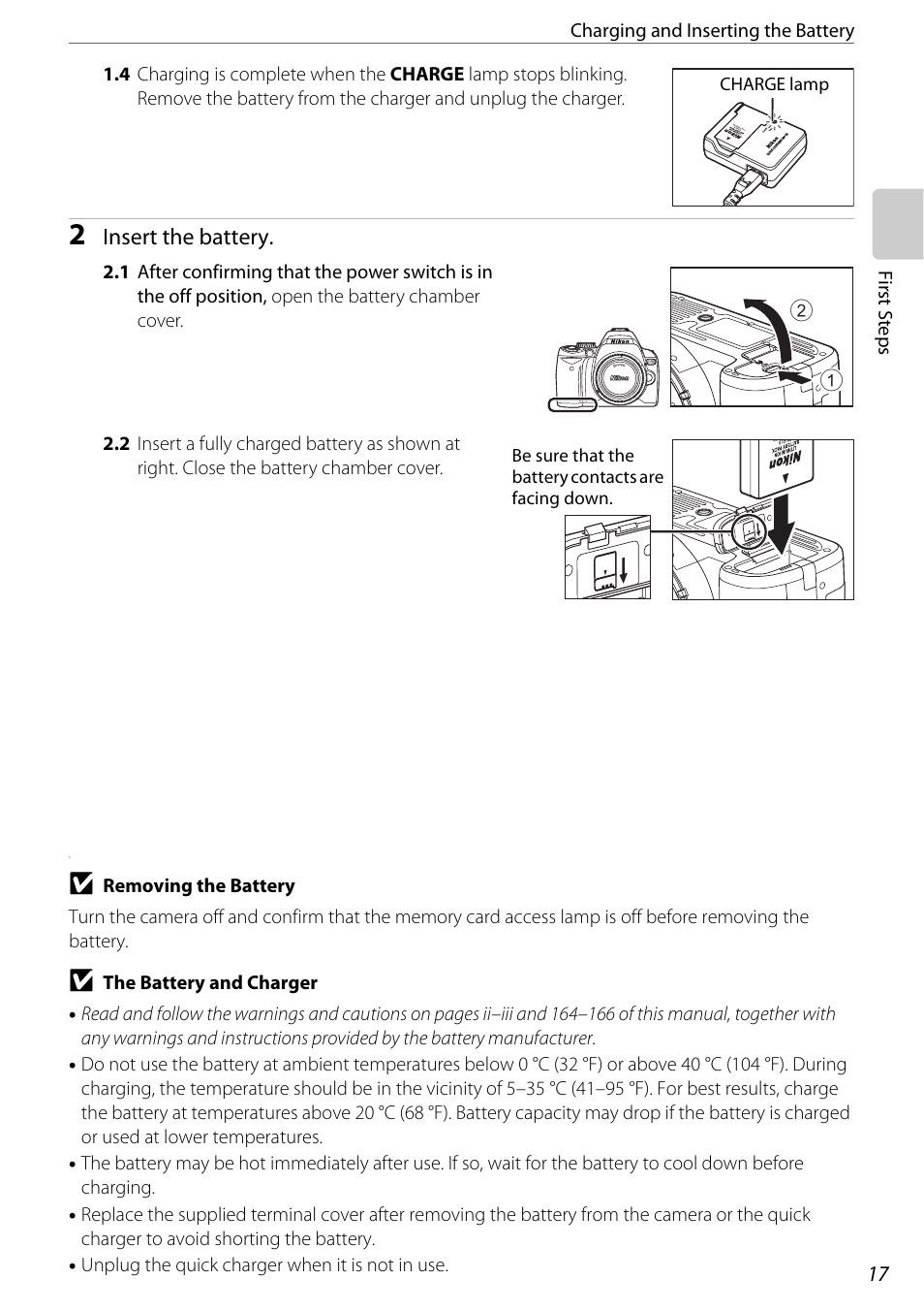 Insert the battery | Nikon D60 User Manual | Page 29 / 204