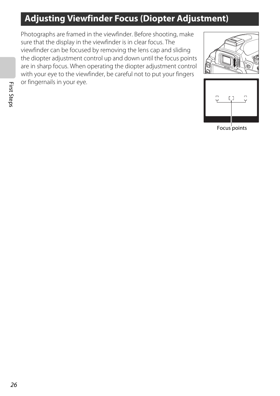 Adjusting viewfinder focus (diopter adjustment) | Nikon D60 User Manual | Page 38 / 204