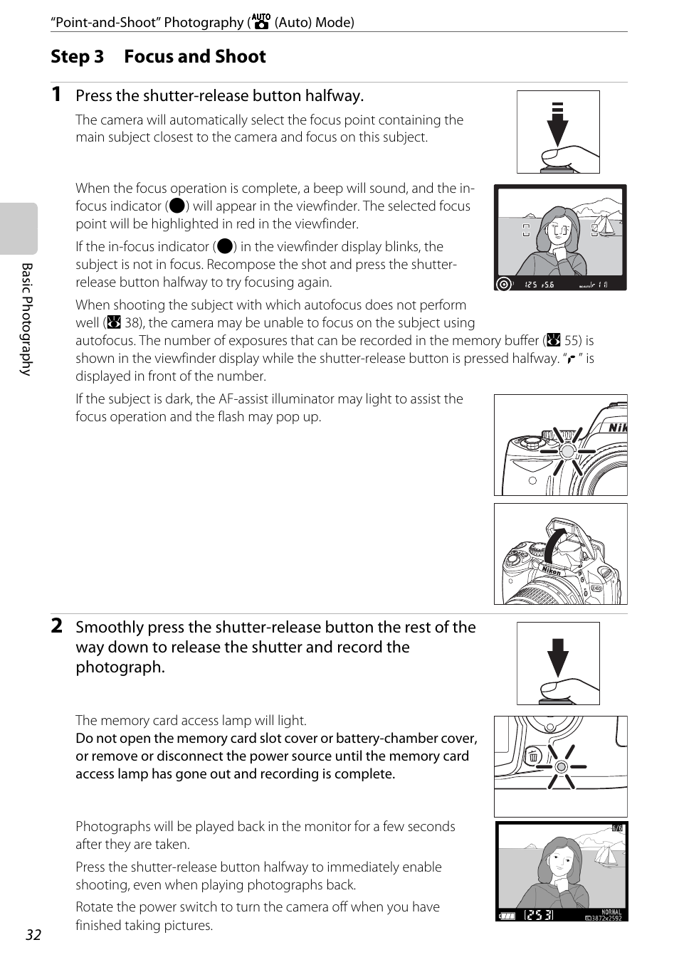 Step 3 focus and shoot, Step 3, Focus and shoot | Nikon D60 User Manual | Page 44 / 204