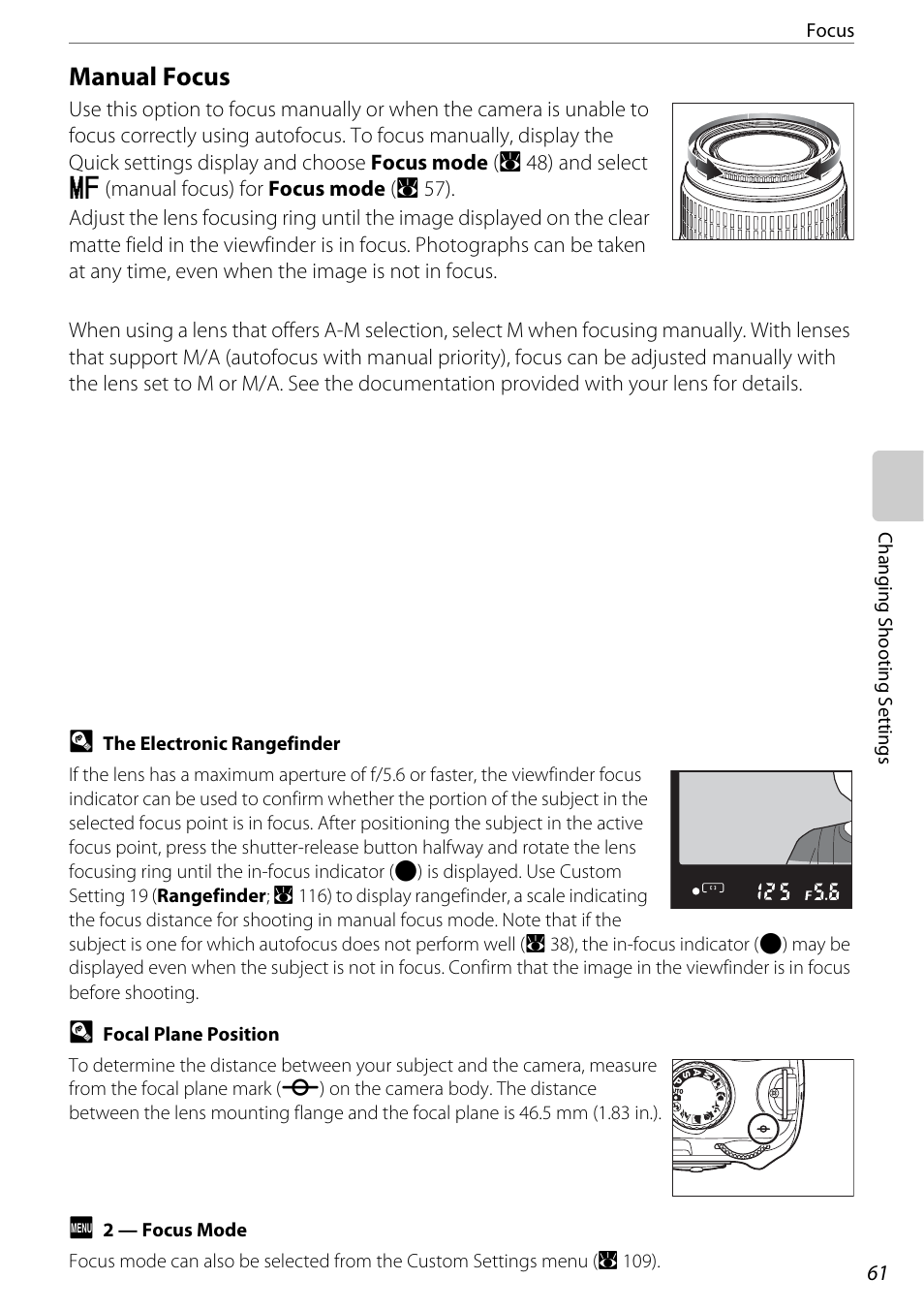 Manual focus, A 61) | Nikon D60 User Manual | Page 73 / 204