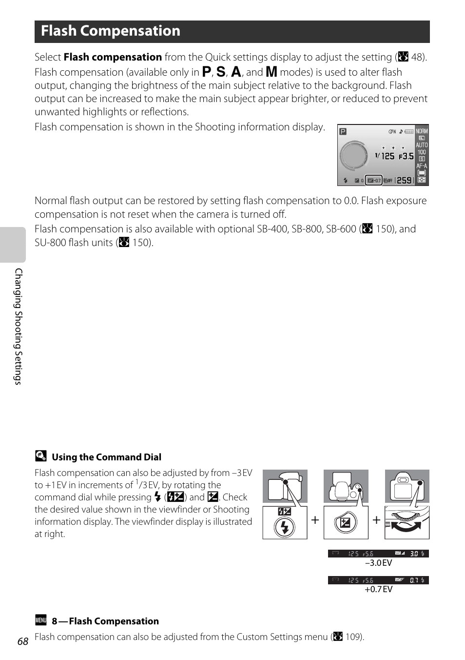 Flash compensation, A 68), A 68), and exposure | Nikon D60 User Manual | Page 80 / 204