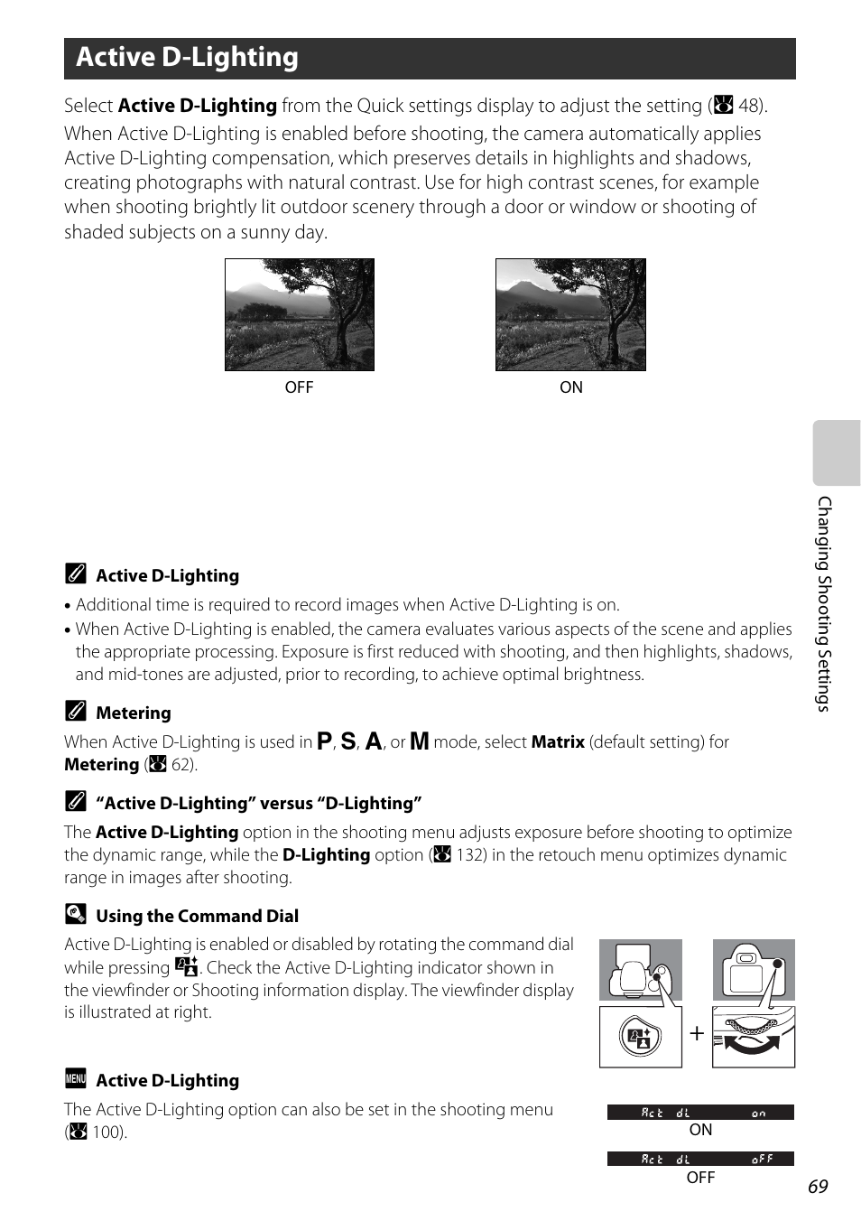 Active d-lighting, Ting (a 69), A 69) | Nikon D60 User Manual | Page 81 / 204