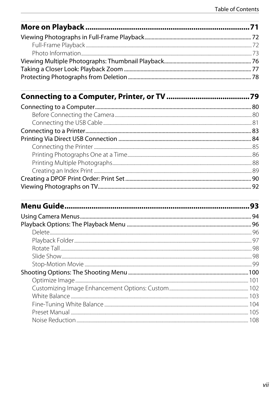 More on playback, Connecting to a computer, printer, or tv, Menu guide | Nikon D60 User Manual | Page 9 / 204