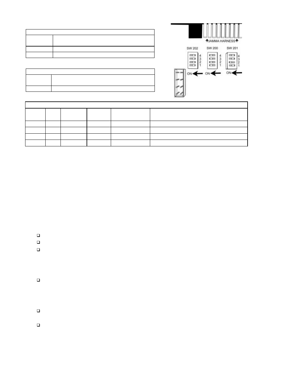 Dip switch settings, Coin doors, test switch, and volume control panel, Initial power-up | Nighthawk SILVER STRIKE BOWLING User Manual | Page 17 / 59