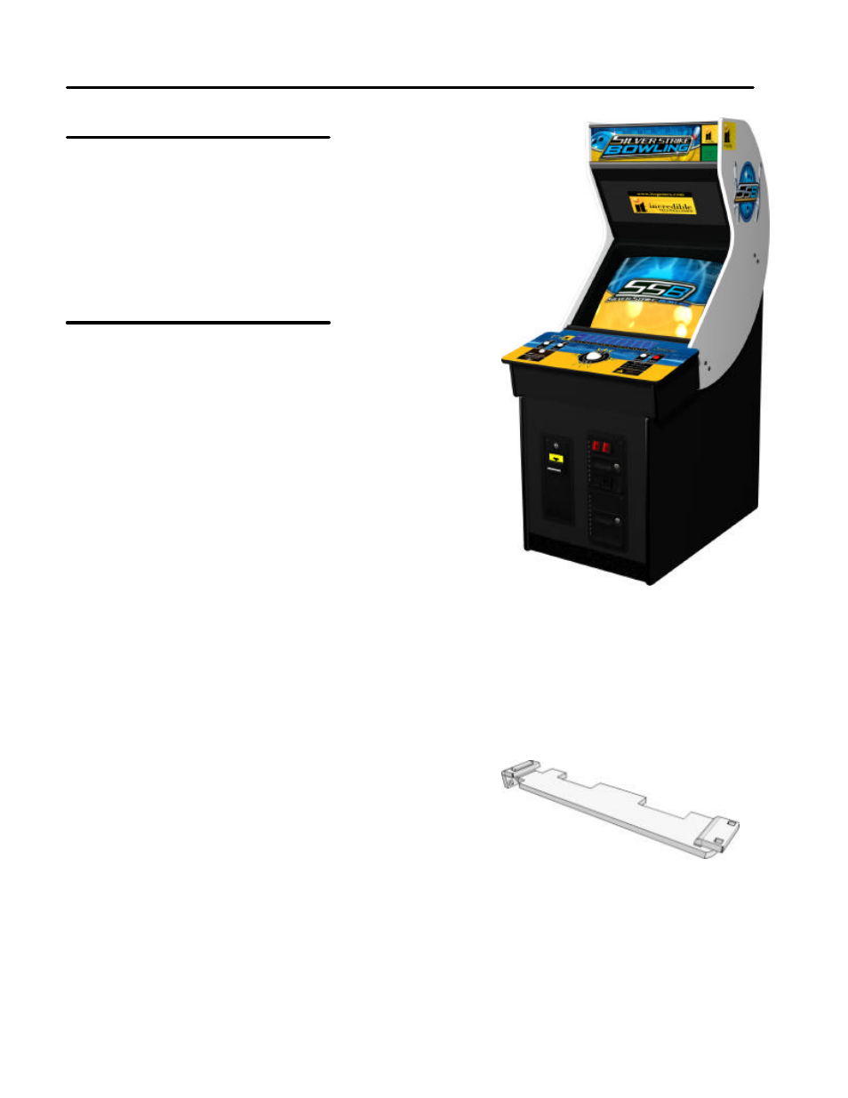 Dedicated cabinets, Dedicated contents, The cabinet | Volume and test switches, Monitor, Security bar, Ticket dispenser | Nighthawk SILVER STRIKE BOWLING User Manual | Page 20 / 59