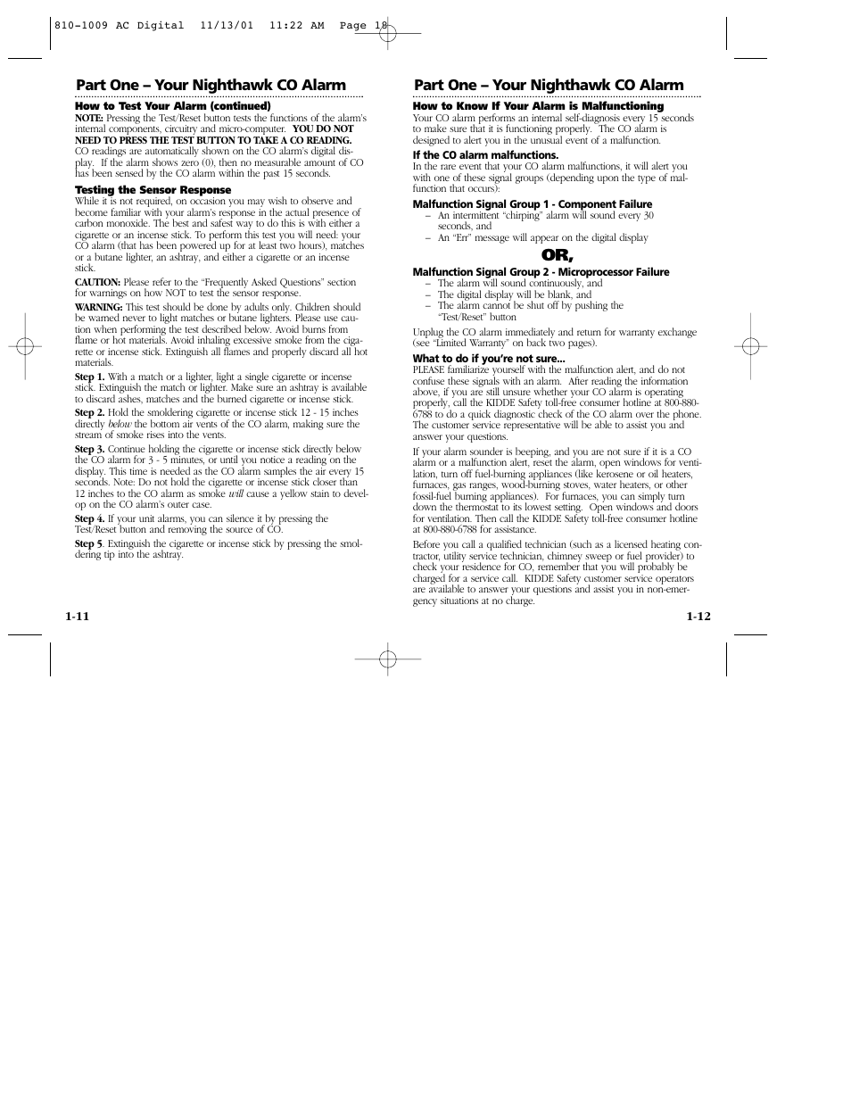 Part one – your nighthawk co alarm | Nighthawk KN-COP-C User Manual | Page 10 / 20