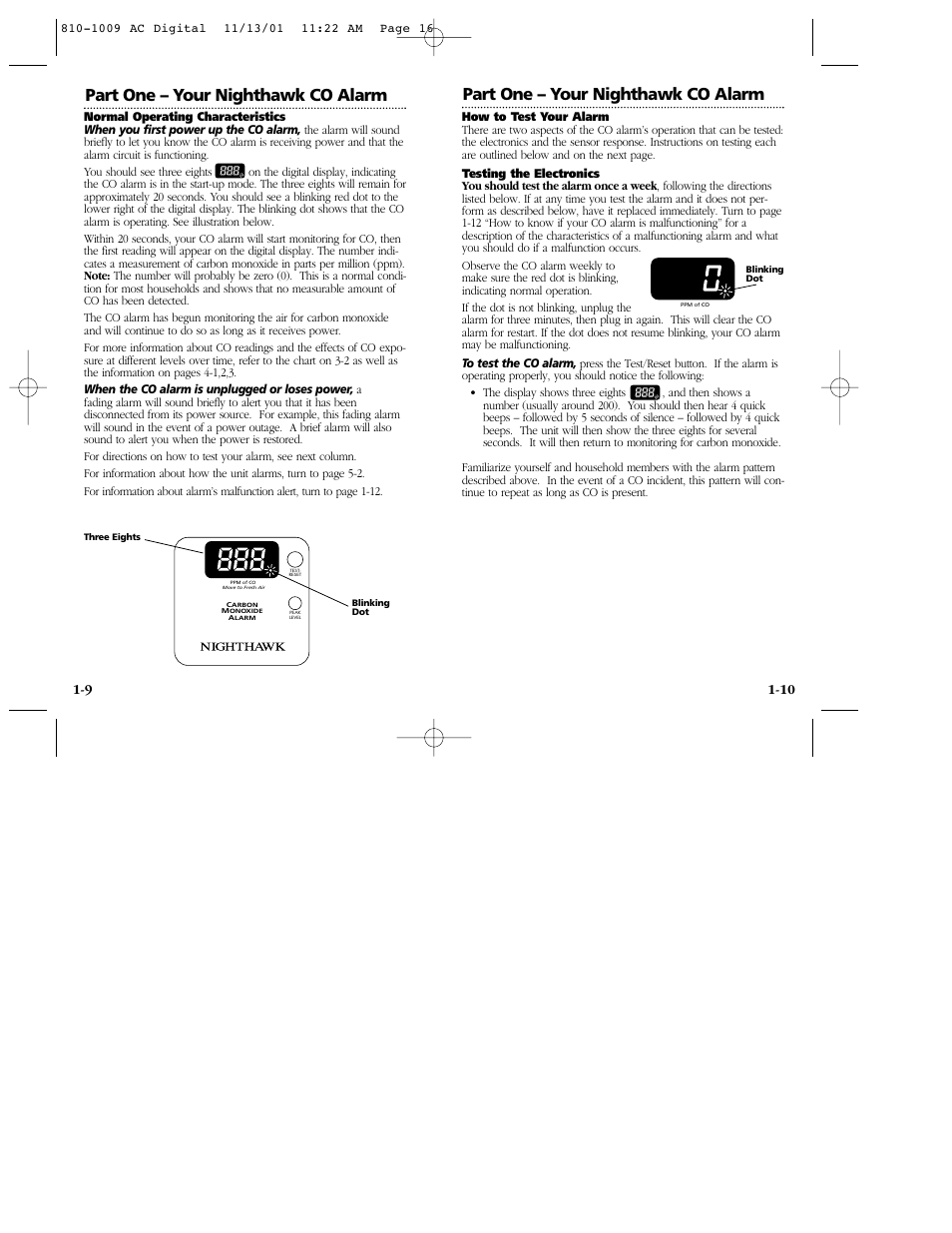 Part one – your nighthawk co alarm | Nighthawk KN-COP-C User Manual | Page 9 / 20