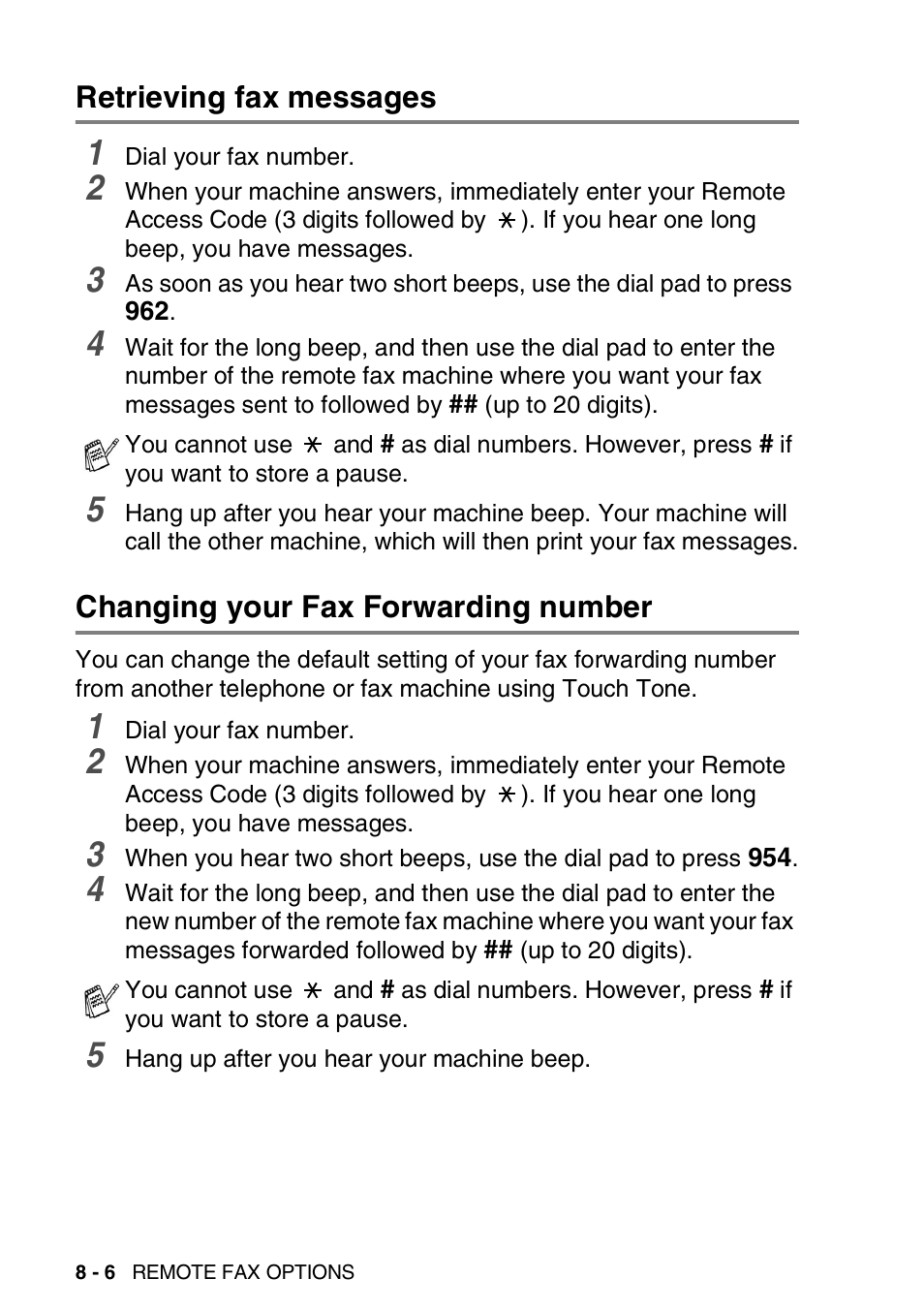Retrieving fax messages, Changing your fax forwarding number | Nordic Star Products MFC-3420C User Manual | Page 108 / 190