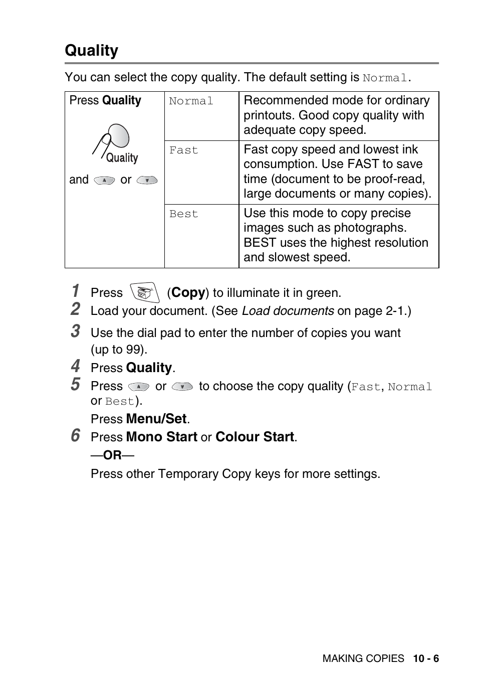 Quality, Quality -6 | Nordic Star Products MFC-3420C User Manual | Page 117 / 190