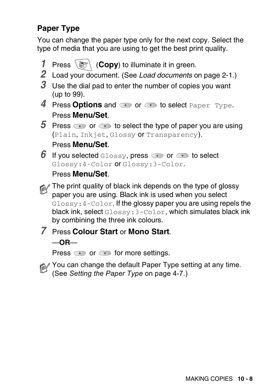 Paper type, Paper type -8 | Nordic Star Products MFC-3420C User Manual | Page 119 / 190
