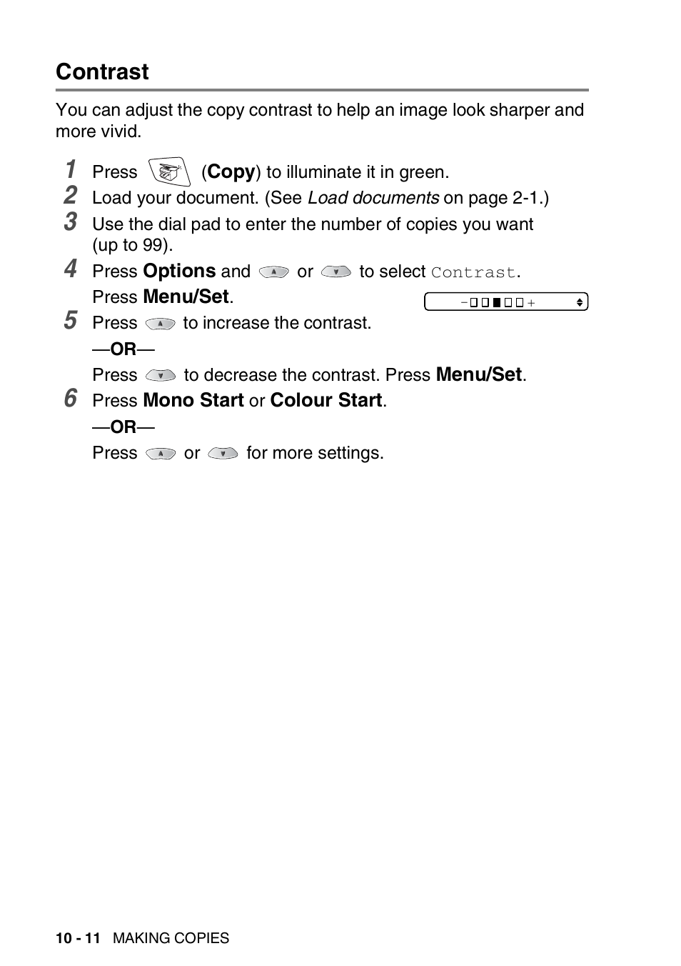 Contrast, Contrast -11 | Nordic Star Products MFC-3420C User Manual | Page 122 / 190
