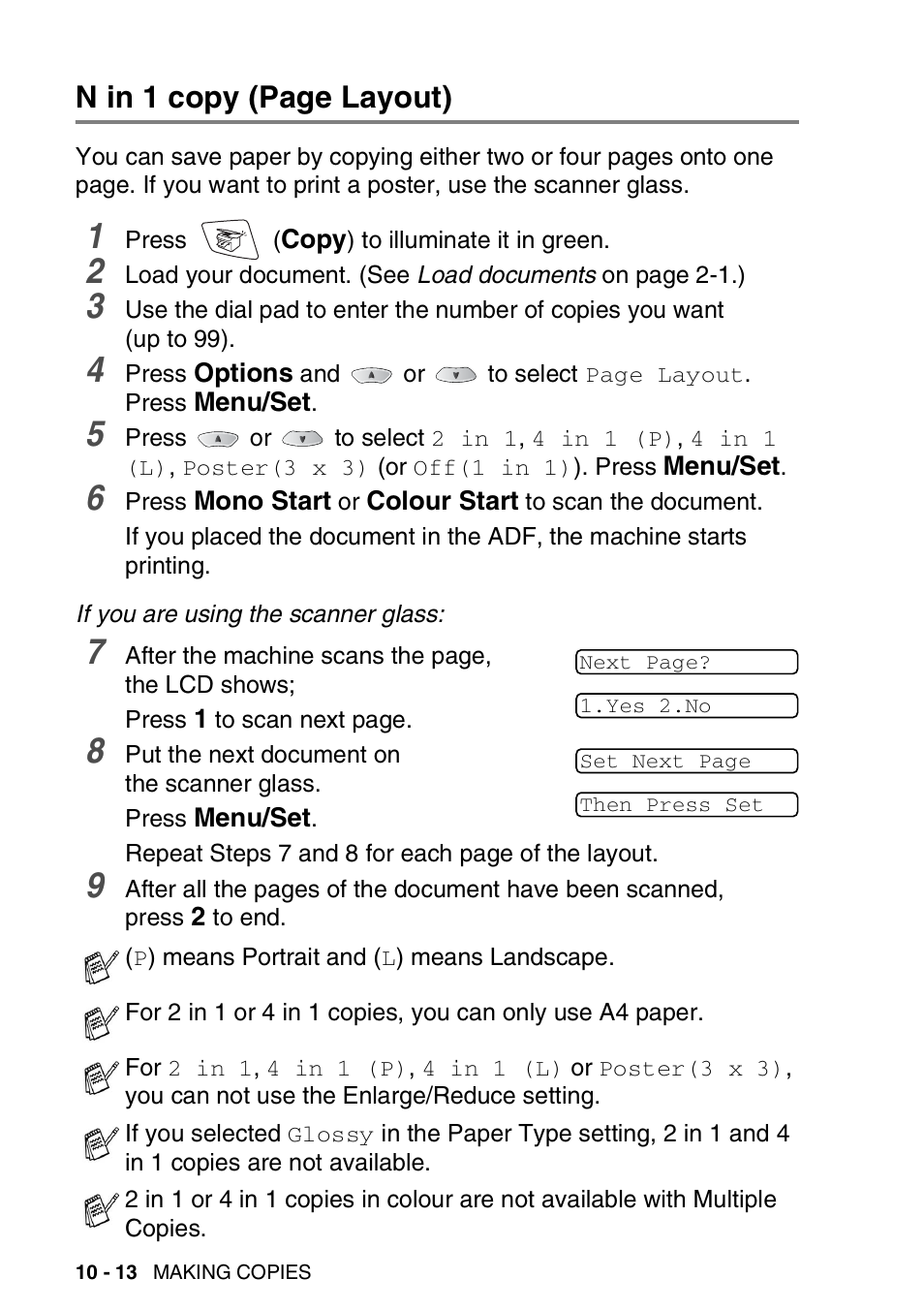 N in 1 copy (page layout) | Nordic Star Products MFC-3420C User Manual | Page 124 / 190