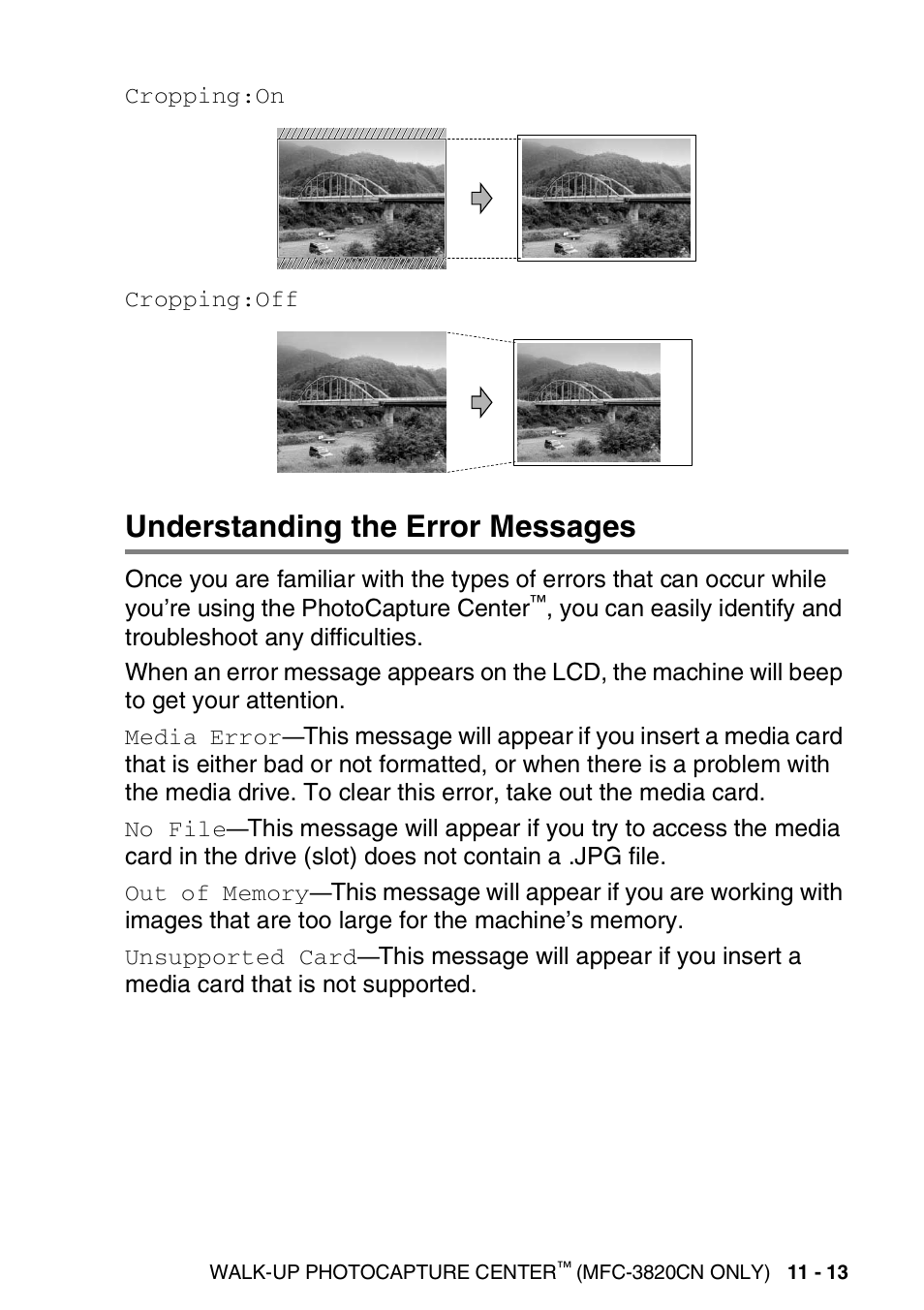 Understanding the error messages, Understanding the error messages -13 | Nordic Star Products MFC-3420C User Manual | Page 141 / 190