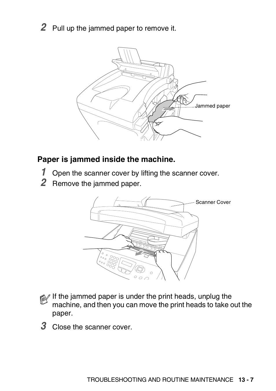 Paper is jammed inside the machine, Paper is jammed inside the machine -7 | Nordic Star Products MFC-3420C User Manual | Page 153 / 190