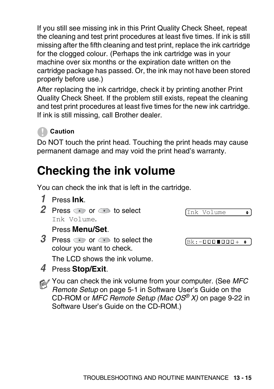 Checking the ink volume, Checking the ink volume -15 | Nordic Star Products MFC-3420C User Manual | Page 161 / 190
